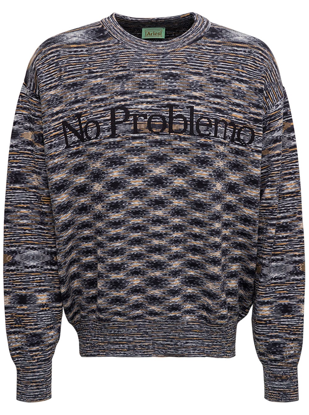 Aries Cotton Blend Sweater With No Problemo Front Print