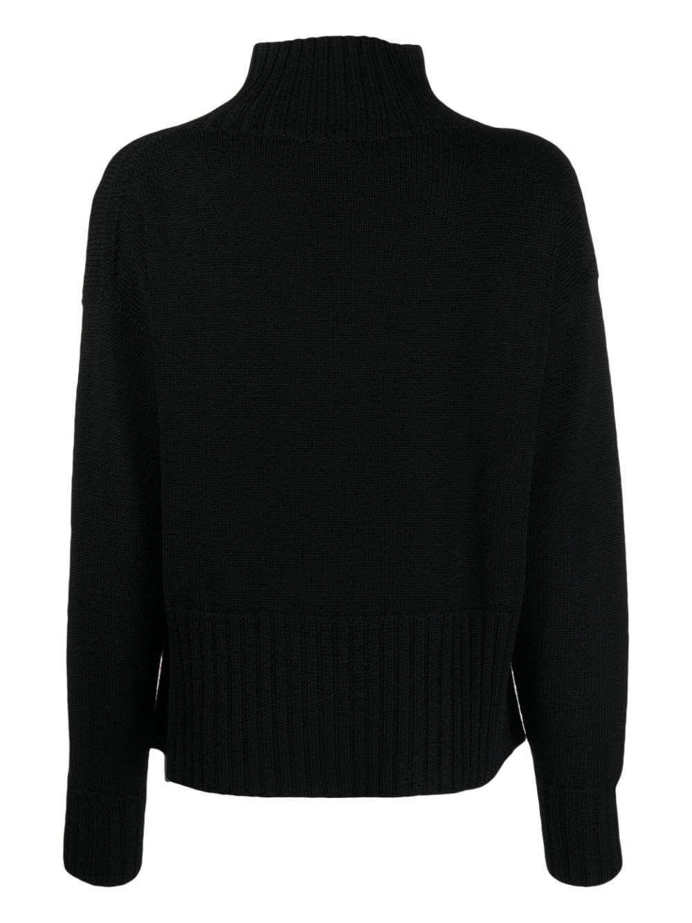 Shop Drumohr Long Sleeves Turtle Neck Oversized Sweater In Black