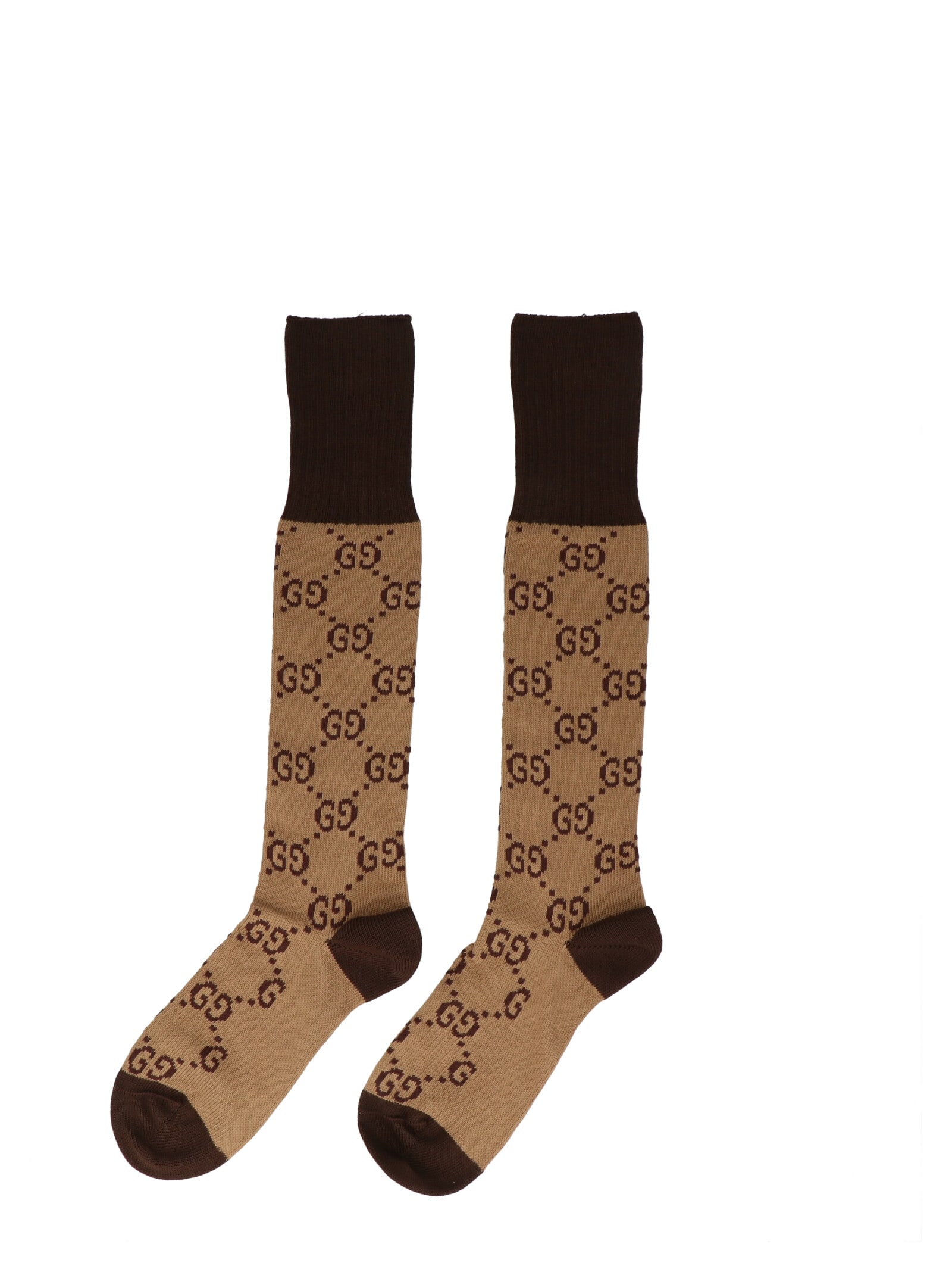 Gucci Gucci 'gg' Socks - Brown - 10968325 | italist