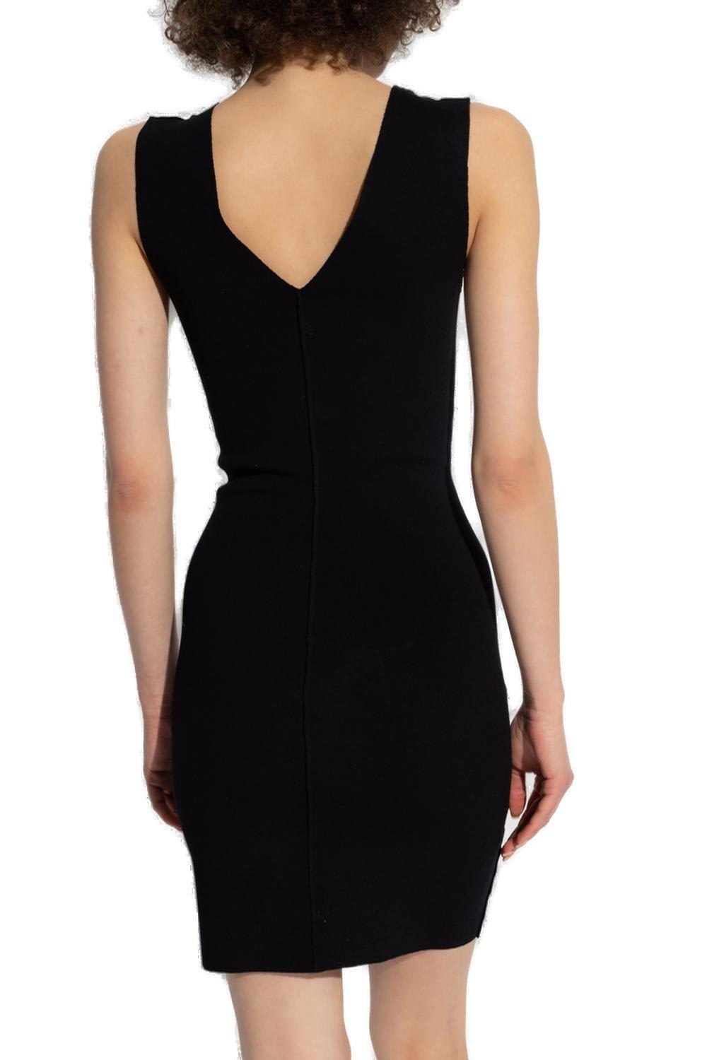 Shop Rick Owens V-neck Sleeveless Dress