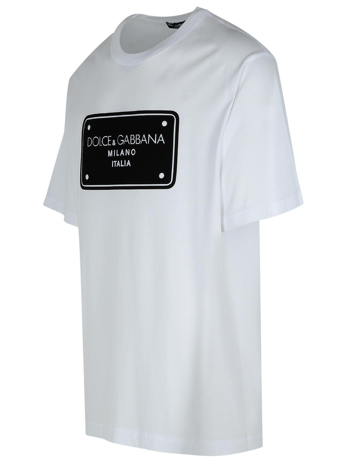 Shop Dolce & Gabbana Logo Printed Crewneck T-shirt In Bianco Ottico