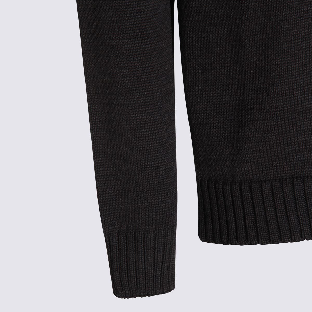 Zanone High Neck Raglan Sweater With Ribbed Cuffs And Hem In Black