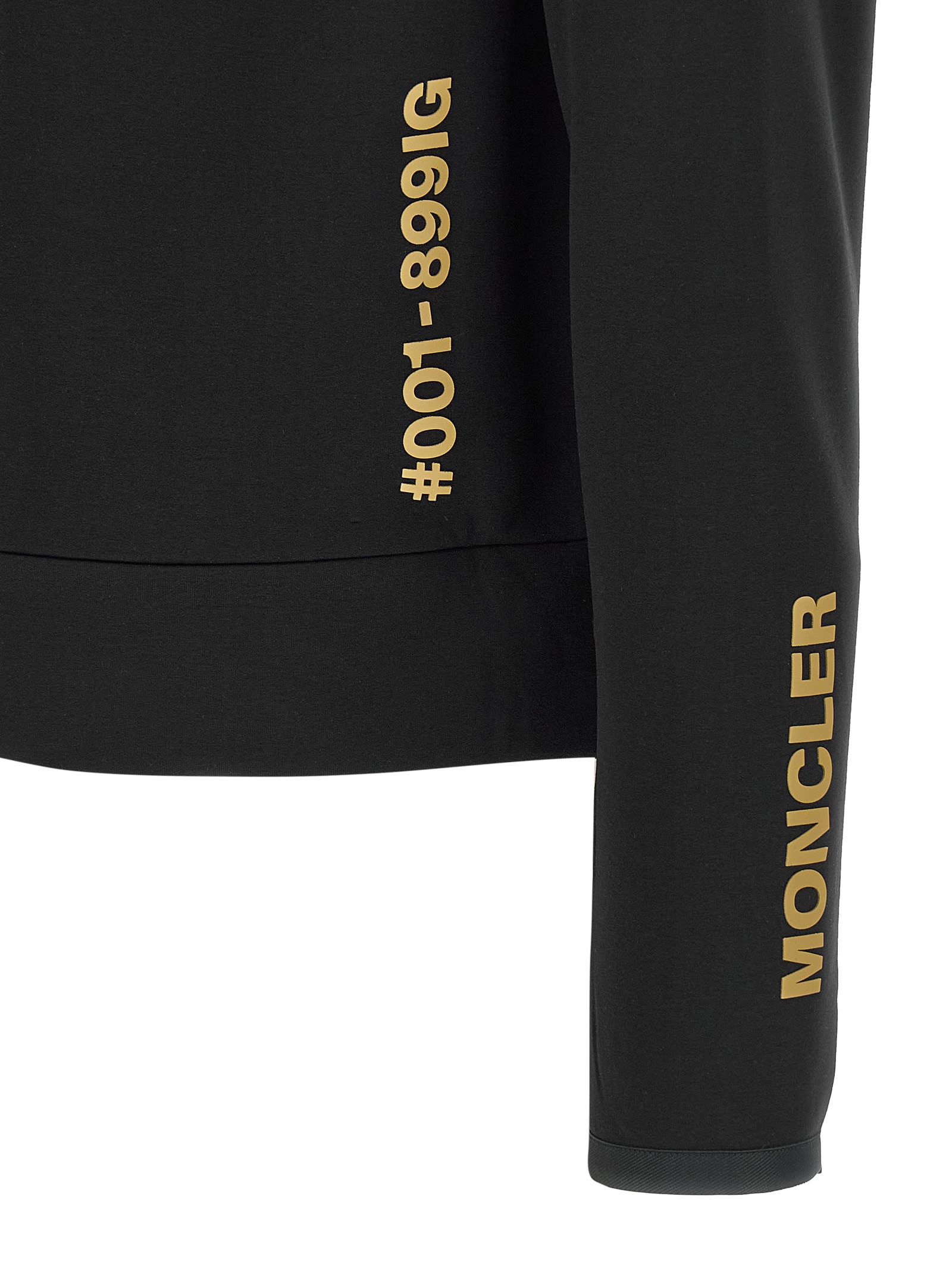 Moncler Graphic Print Hooded Knitwear Drawstring In Black