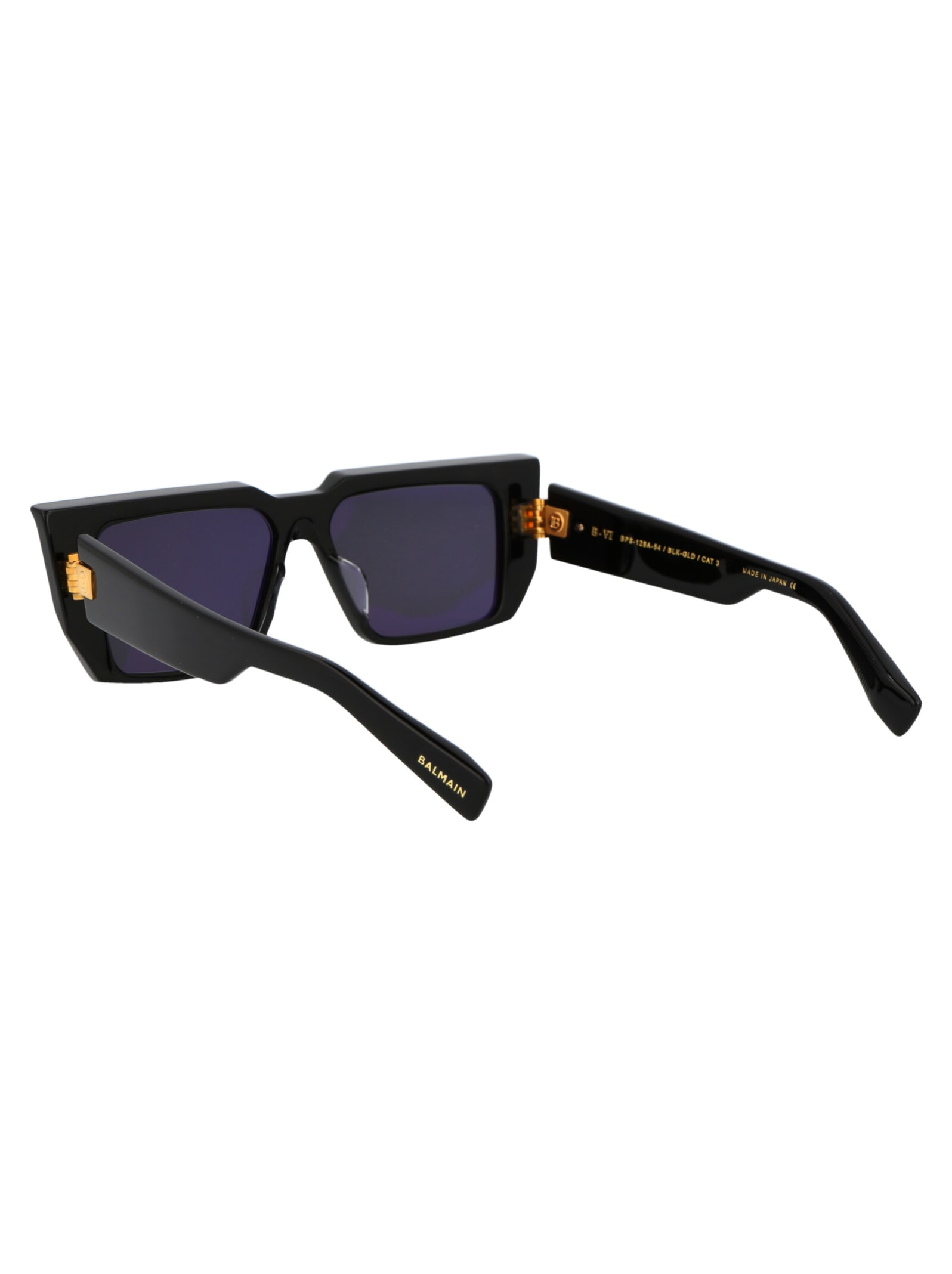 Shop Balmain B - Vi Sunglasses In Black Gold W/ Dark Grey