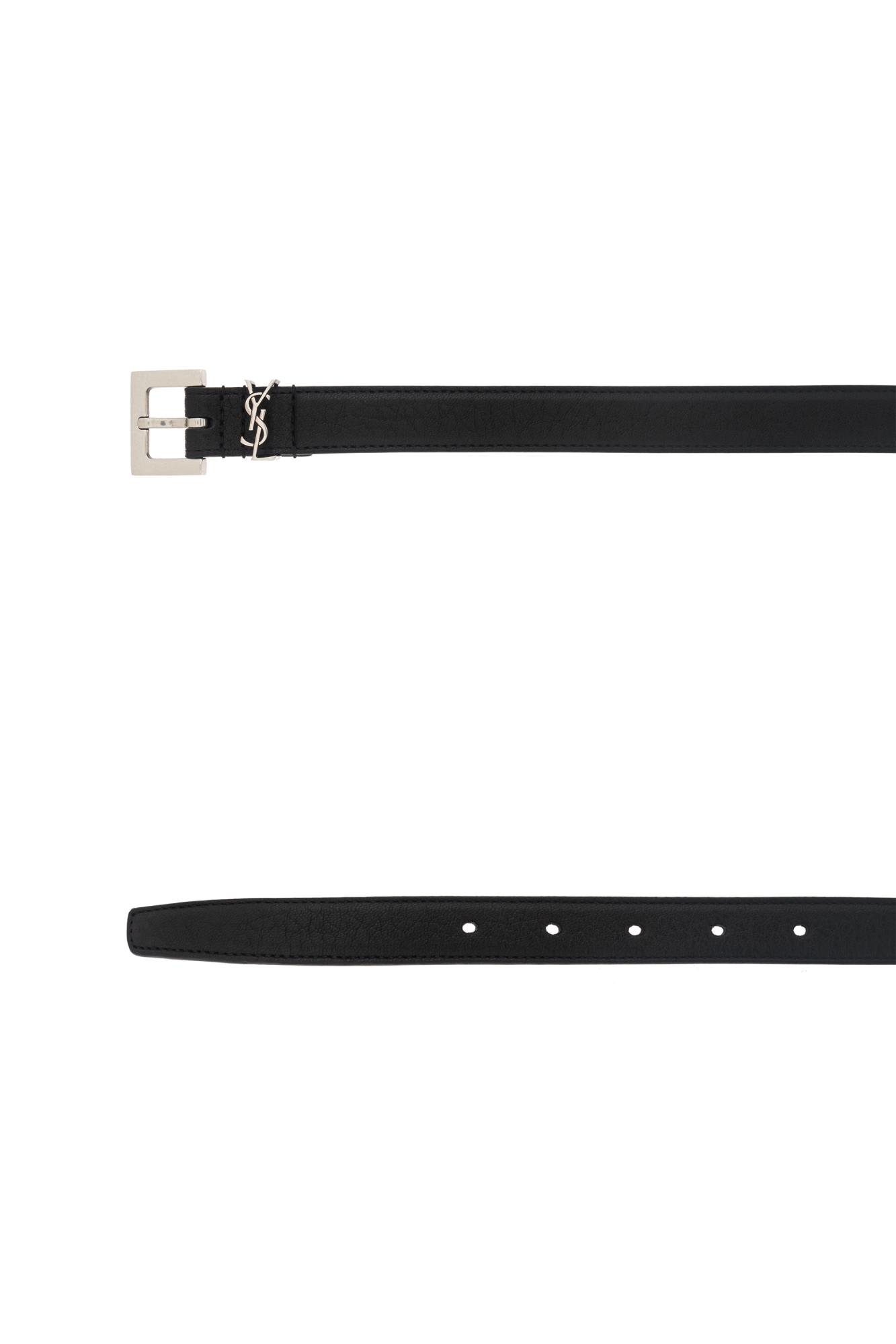 Saint Laurent Black Logo Keeper Belt In Nero