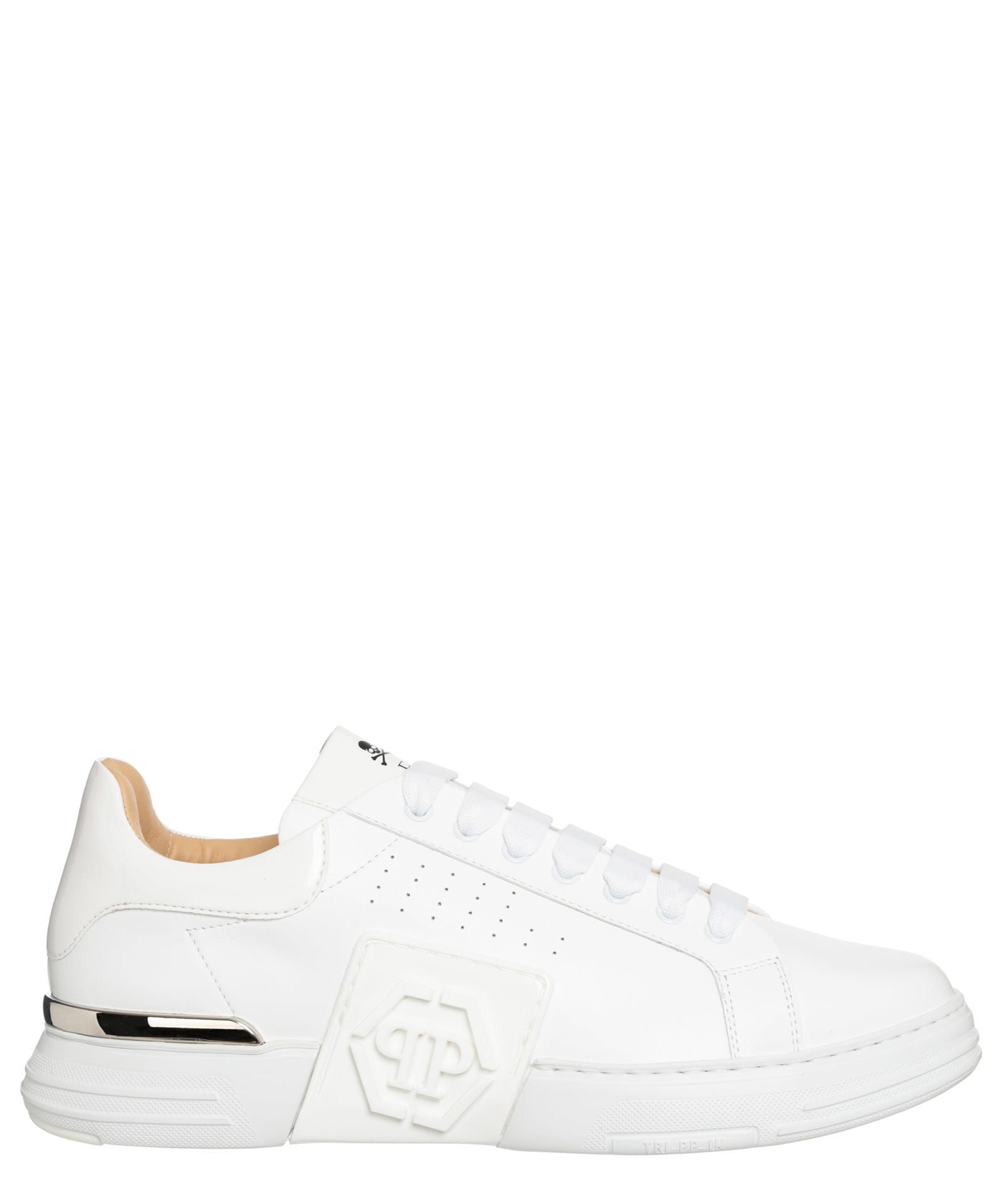 Shop Philipp Plein Leather Sneakers In White