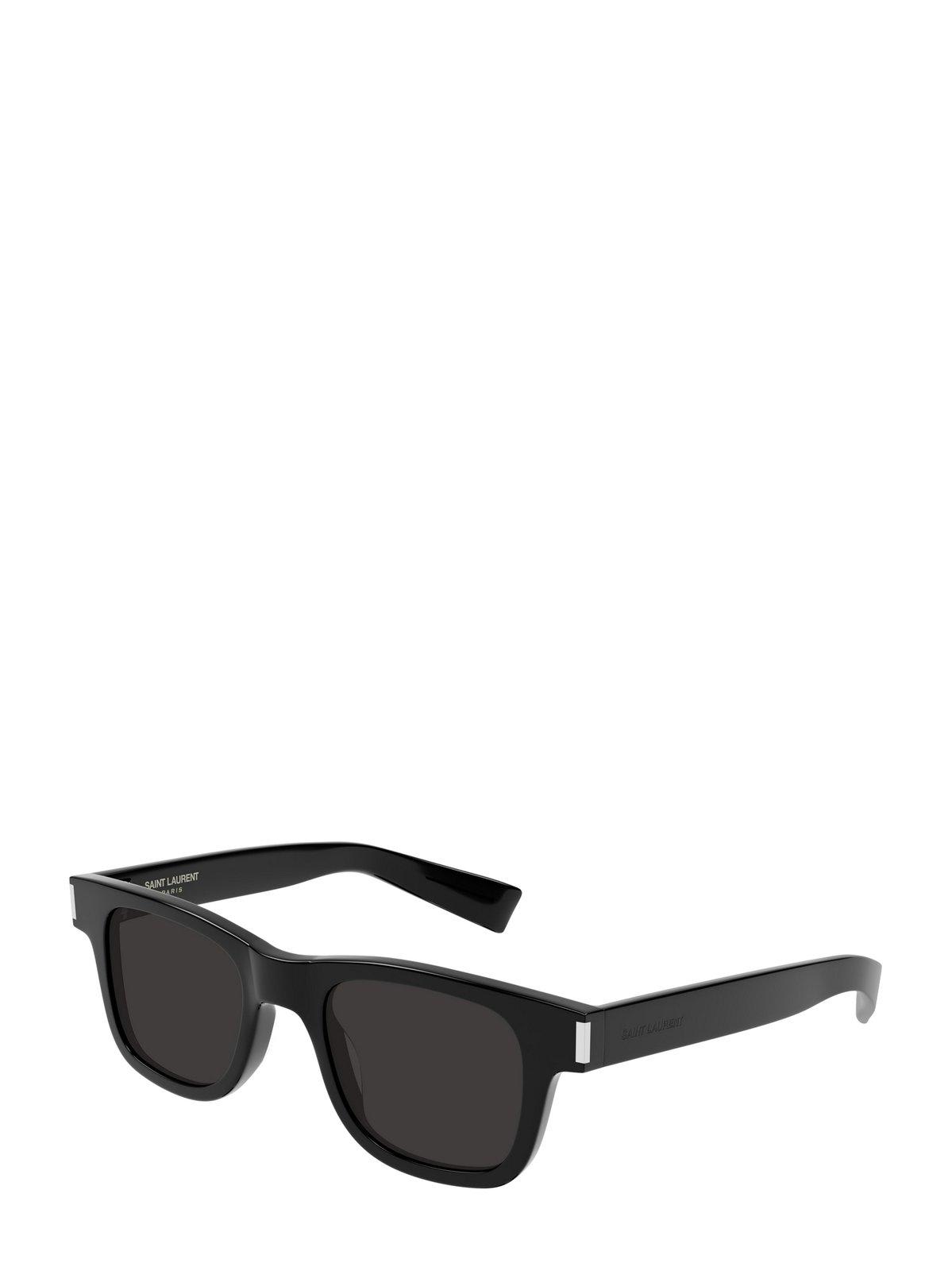 Shop Saint Laurent Square Frame Sunglasses In 001 Black Black Black