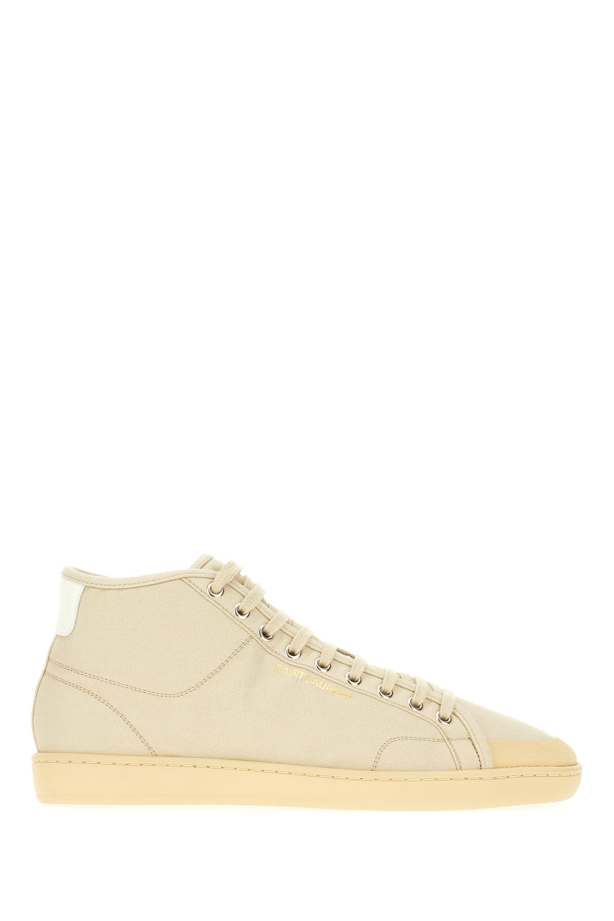 Saint Laurent Sand Canvas Court Classic Sl/39 Sneakers In Tanbeigecoffeewhi