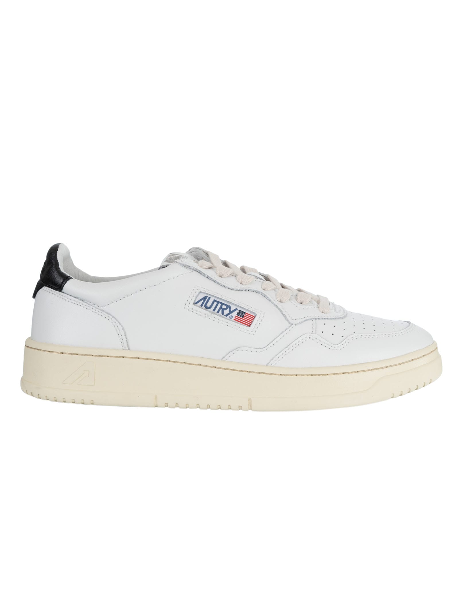 Shop Autry Logo Patched Low Sneakers In White/black