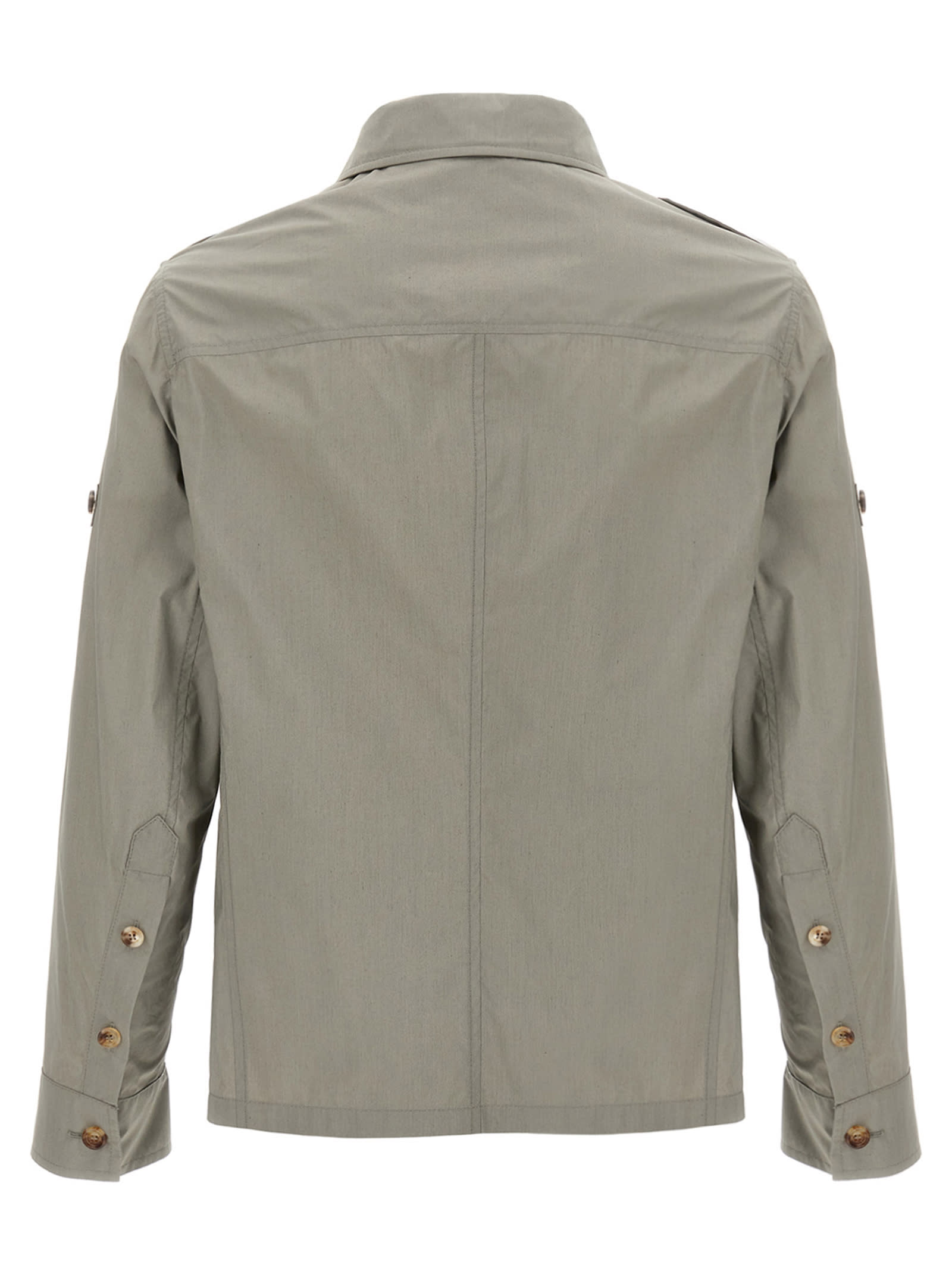 Brunello Cucinelli Waterproof Beige Techno Cotton Jacket In Green