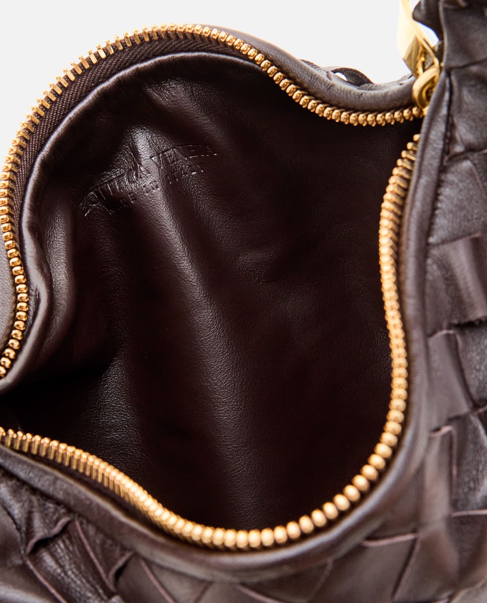 Bottega Veneta Mini Jodie Leather Handbag In Fondantgold