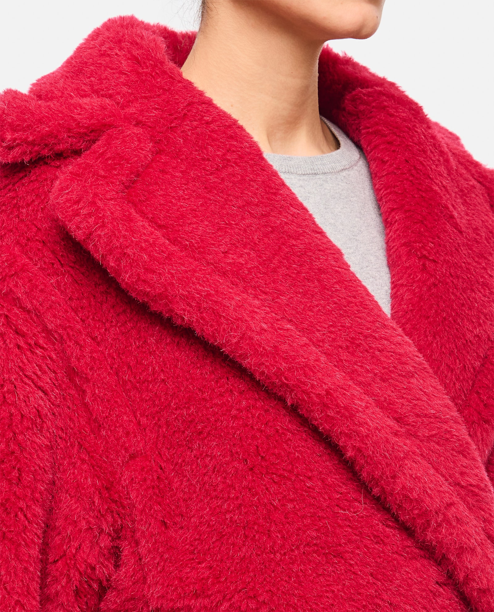 Max Mara Short Teddy Bear Icon Coat In Alpaca And Wool In Red