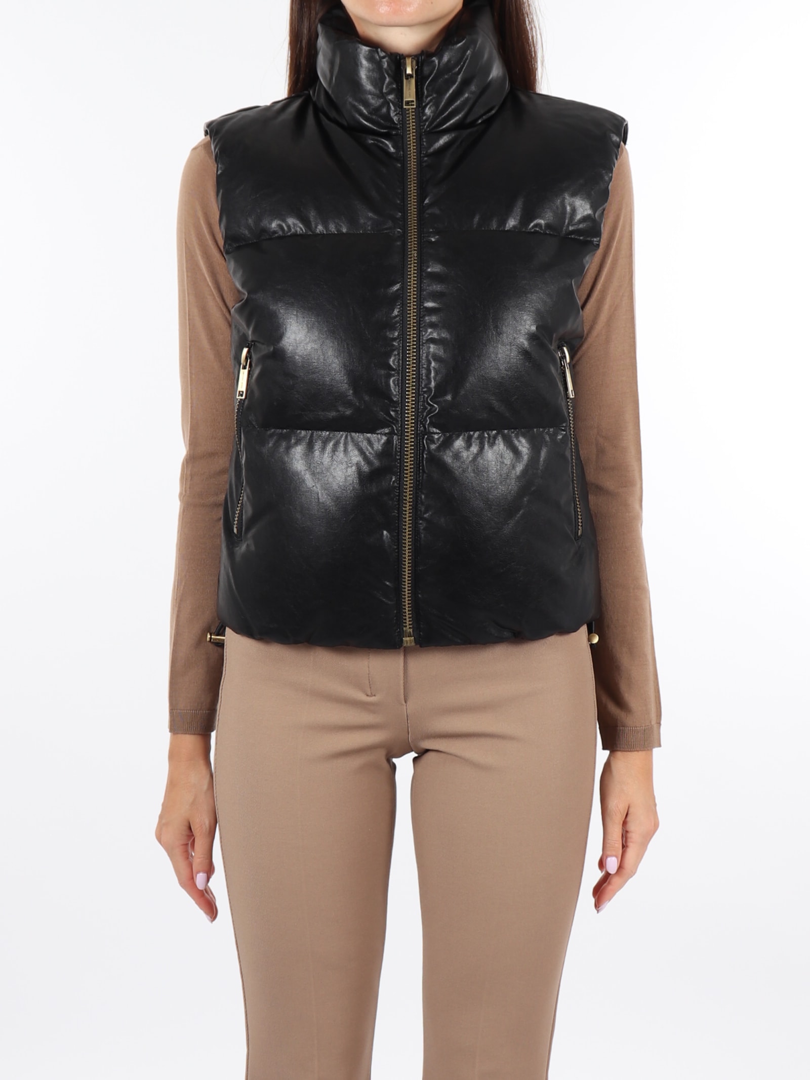 Michael Kors Leather Puffer West Down Jacket