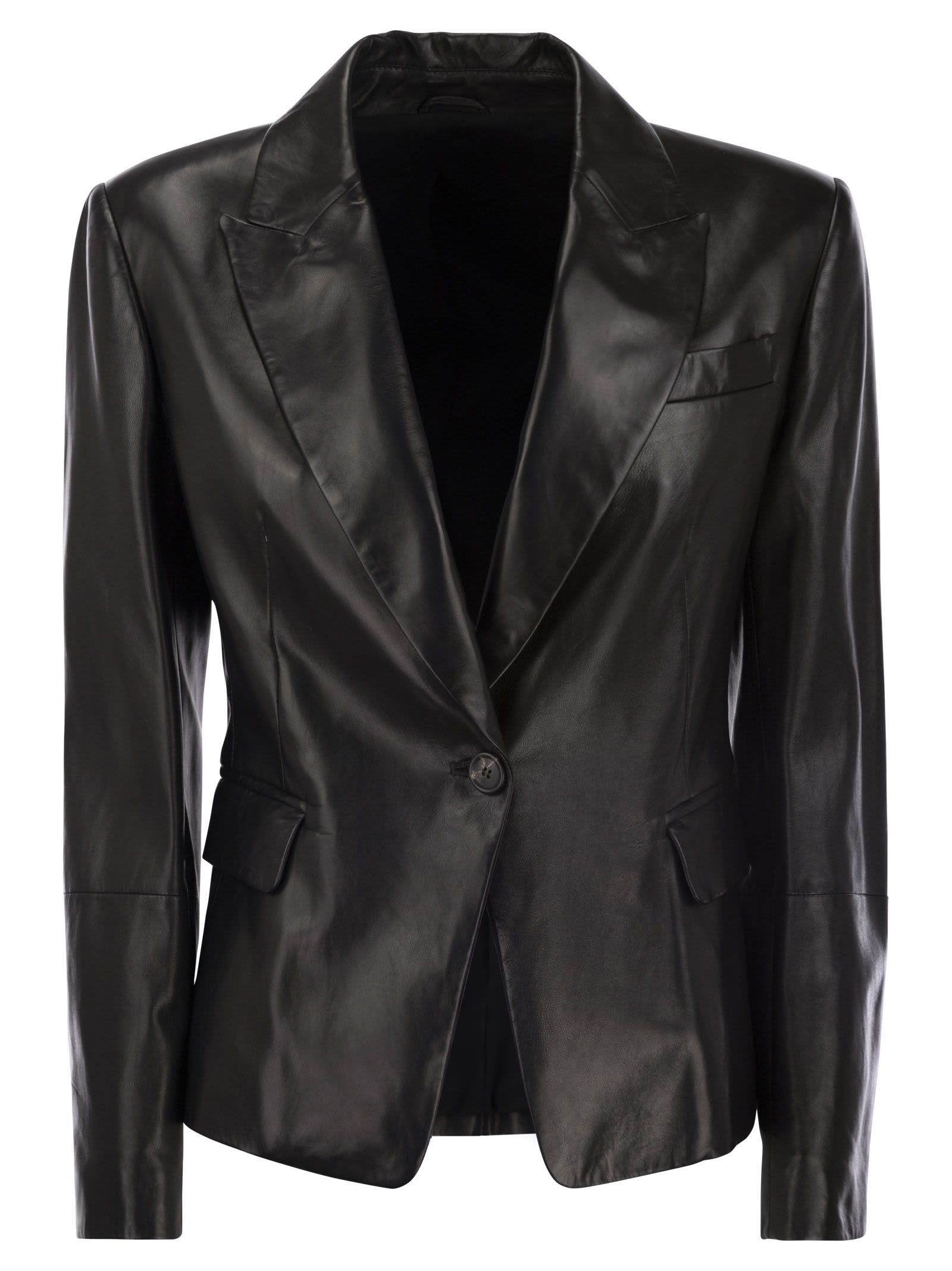 Shop Brunello Cucinelli Nappa Leather Jacket With Jewellery In Black