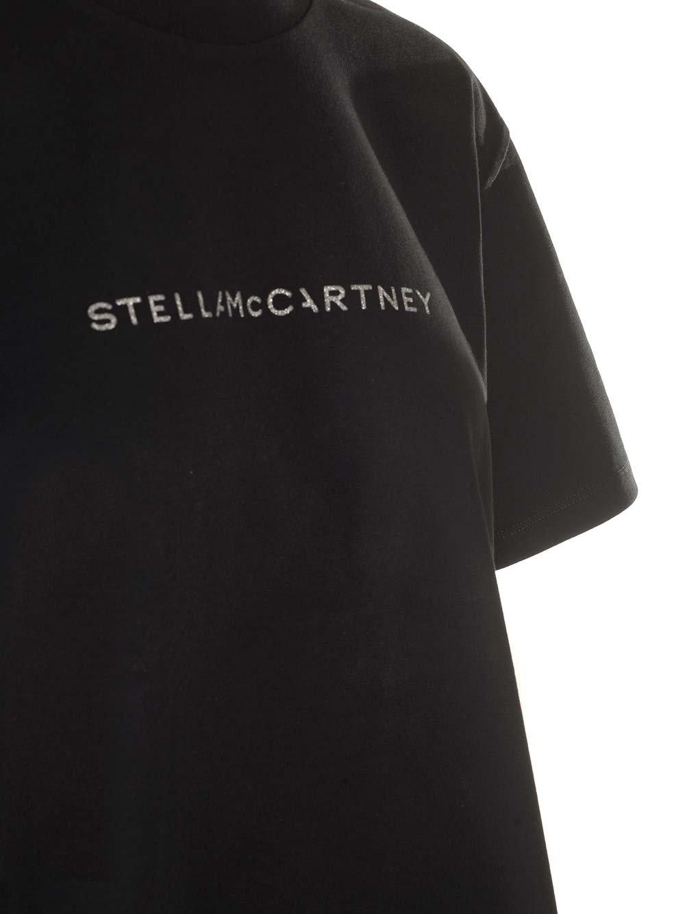 Shop Stella Mccartney Logo Printed Crewneck T-shirt In Nero