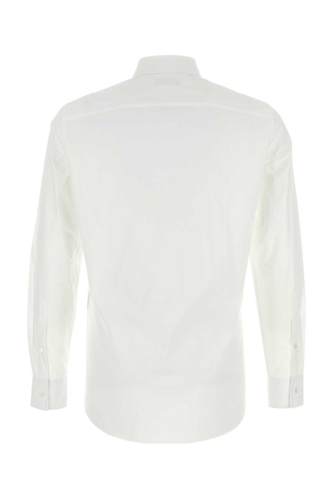 Shop Valentino Curved Hem Long-sleeved Shirt In White