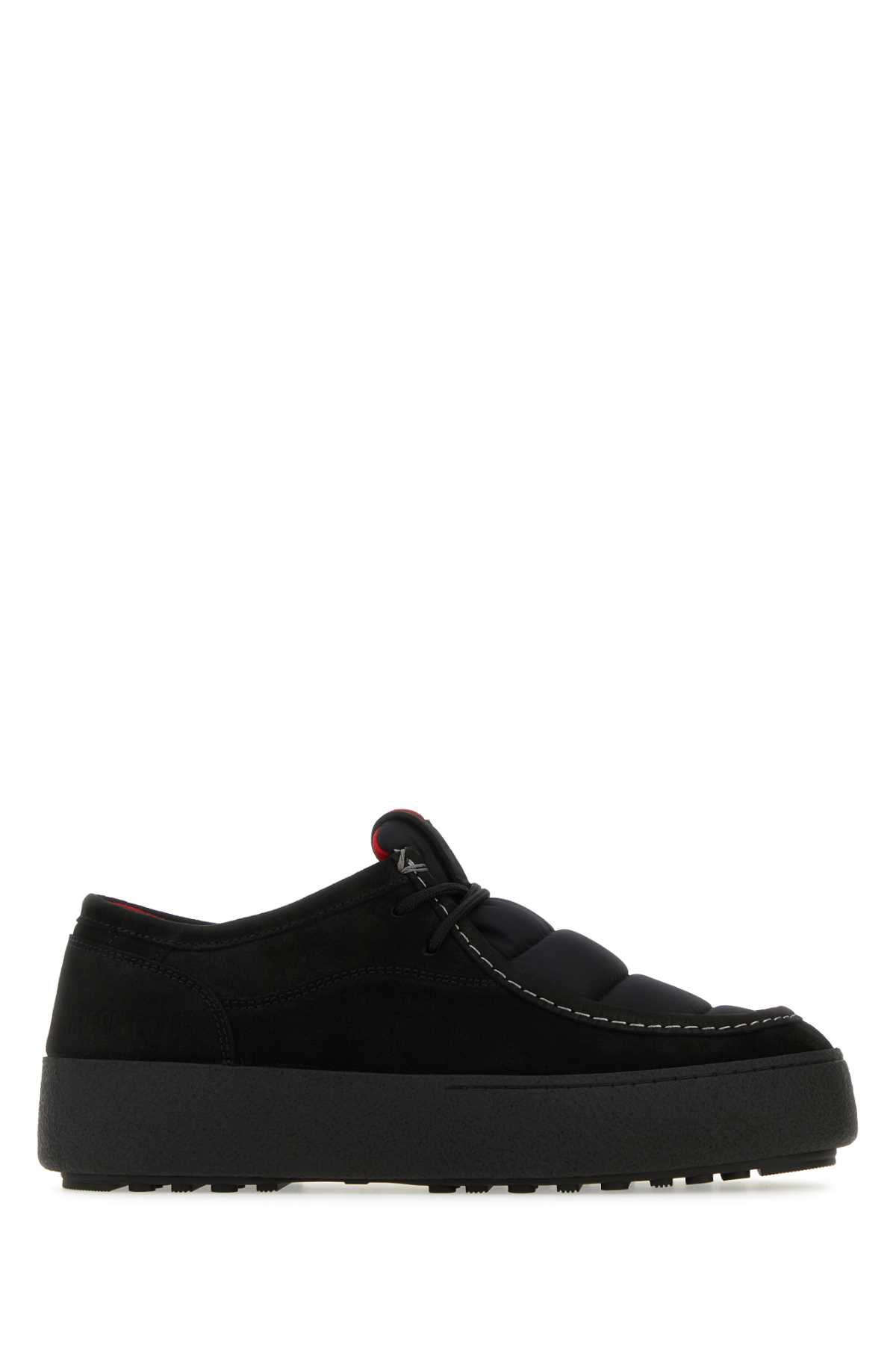 Black Suede And Nylon Mtrack Low Ankle Boots
