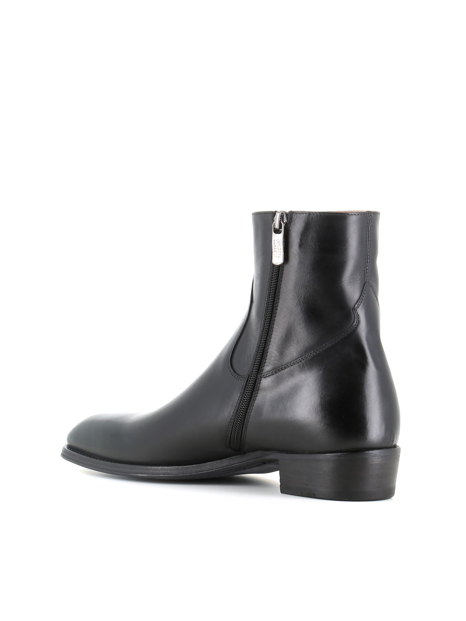 Alberto Fasciani Leather Ankle Boots In Black