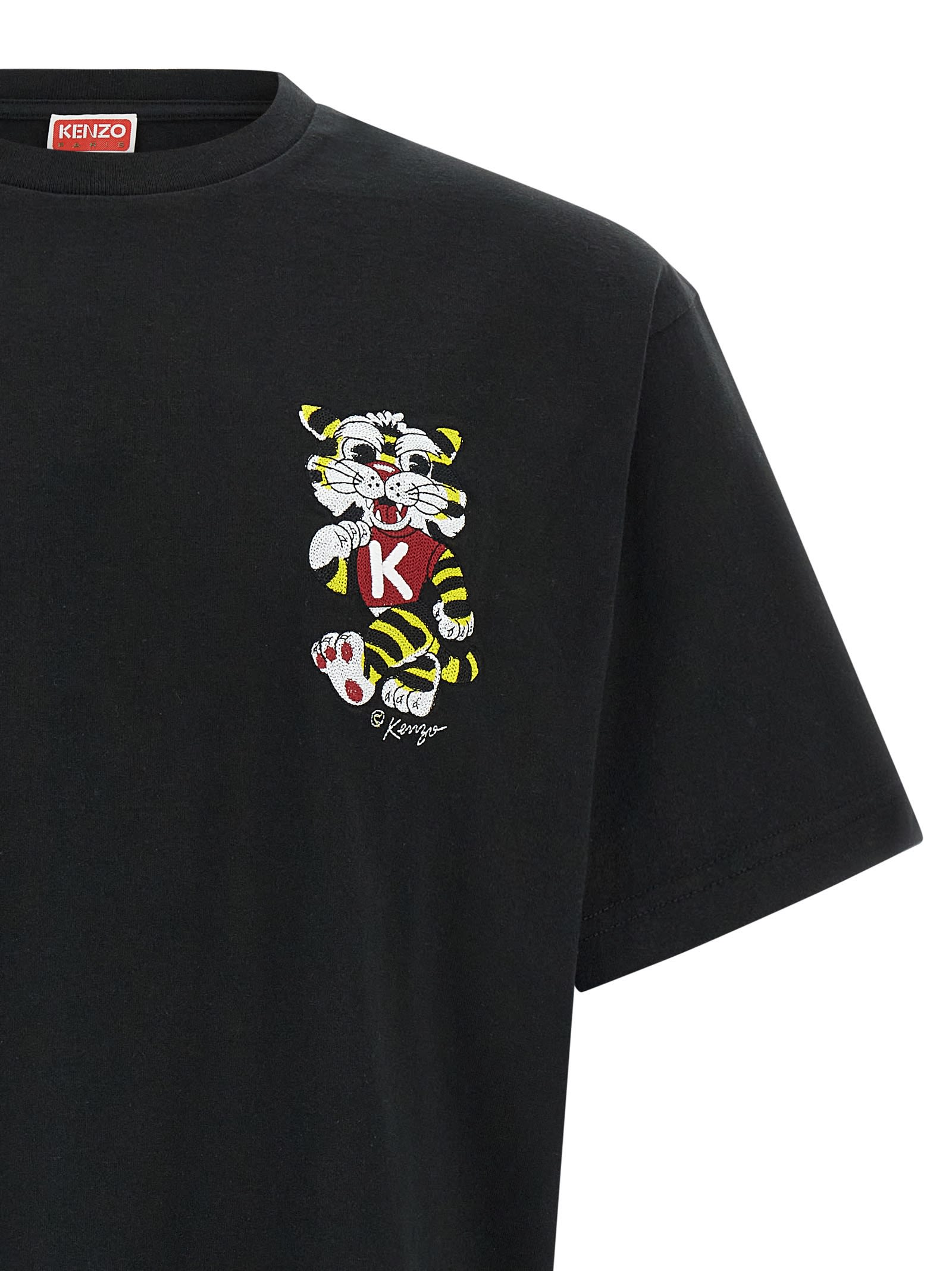 Kenzo Wild Tiger Embroidered T-shirt In Black