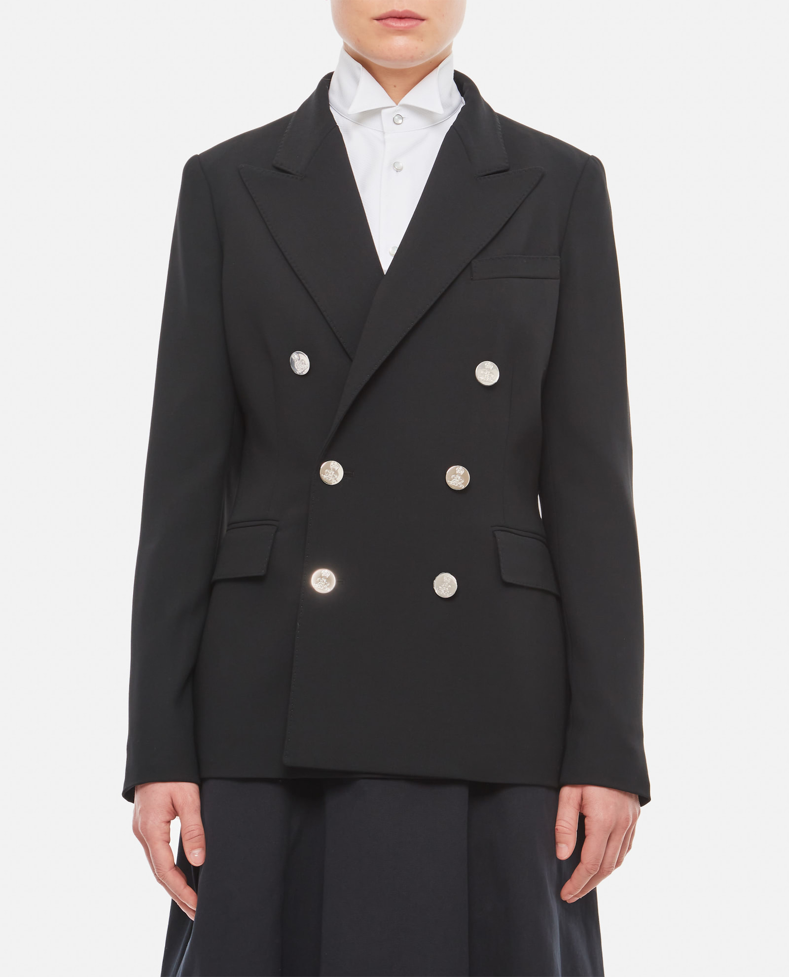 Shop Ralph Lauren Camden Wool Double-breasted Jacket In Black