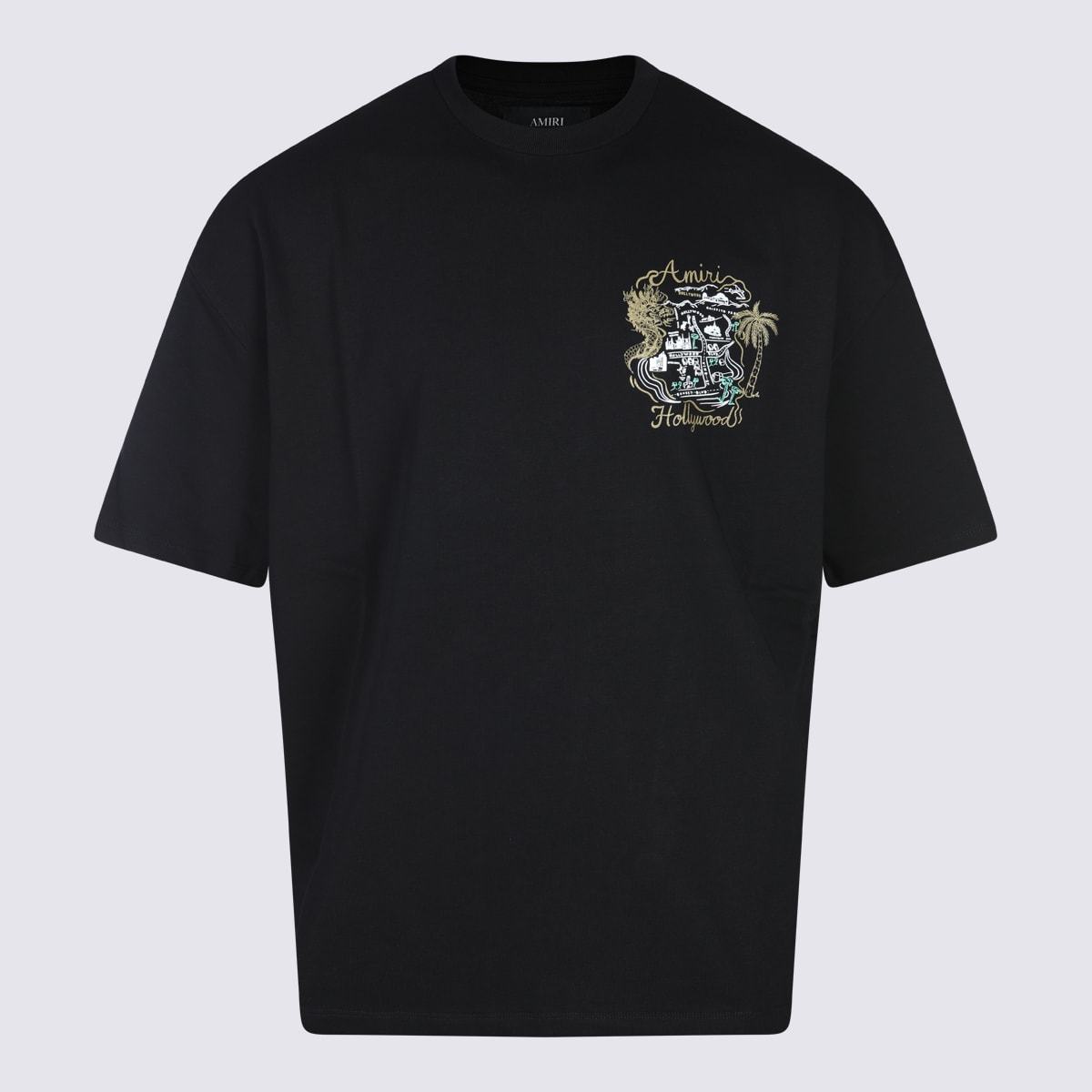Amiri Mens Black Hollywood Oversized Cotton-jersey T-shirt Xl In Black