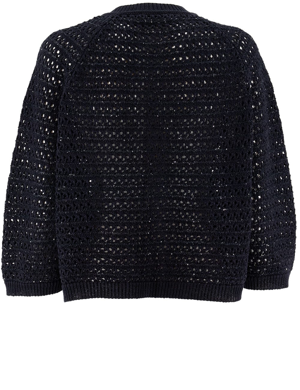 Shop Fabiana Filippi Crochet Buttoned Cardigan In Blu Notte