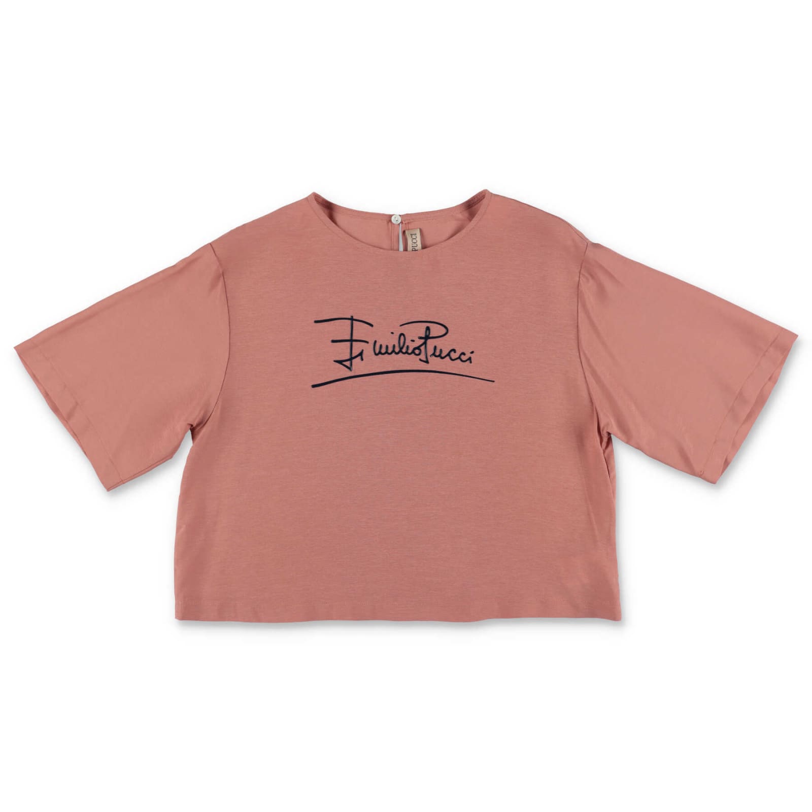 Emilio Pucci T-shirt Cropped Rosa In Viscosa