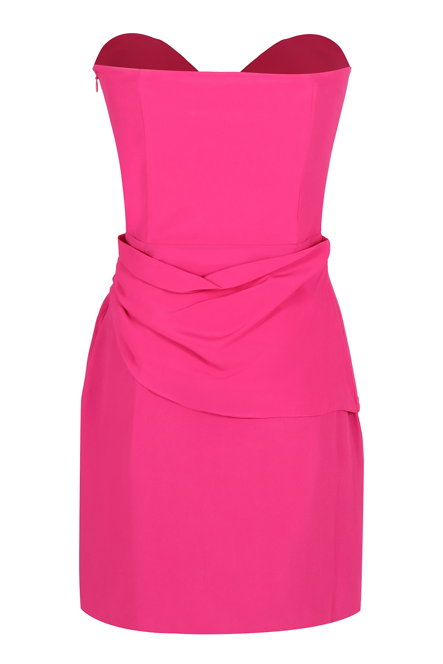 Federica Tosi Shoulder-baring Dress With Bow And Knot In Fuchsia
