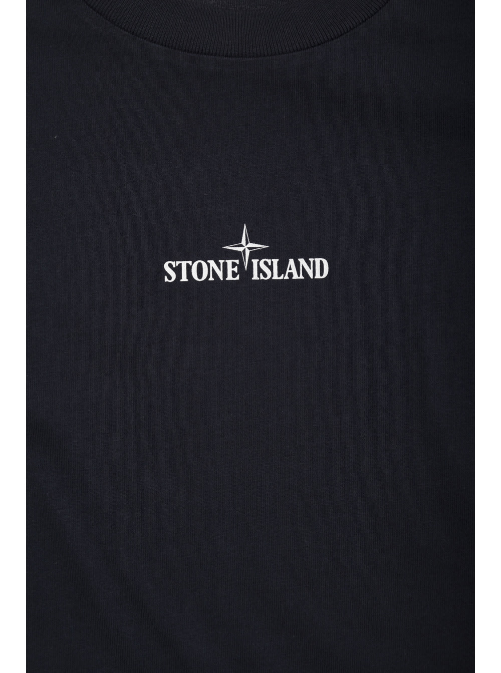 Shop Stone Island Junior Blue Crewneck T-shirt With Logo Print In Cotton Boy