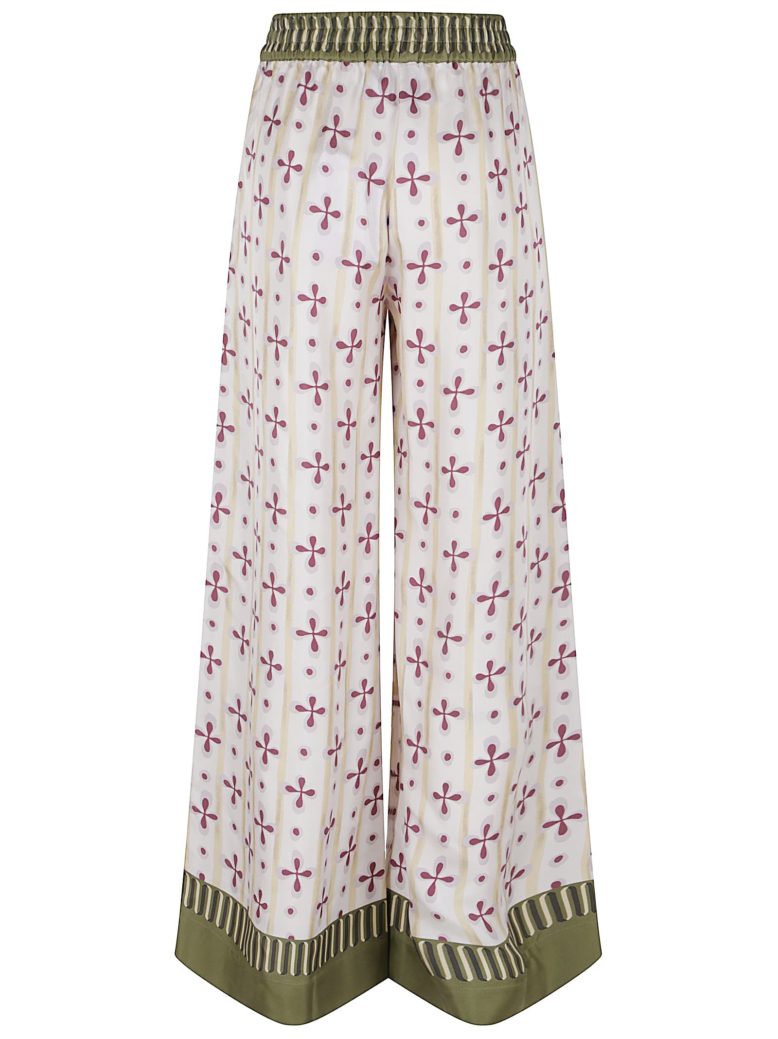 La Doublej La Double J Wide-leg Silk Trousers With Floral Pattern