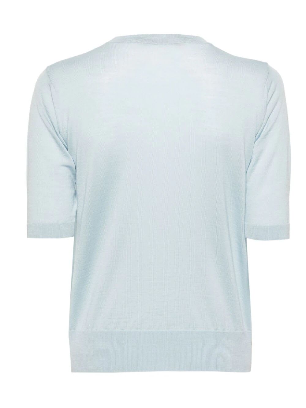 Shop Nuur Short Sleeve Pullover With Pocket In Light Blue