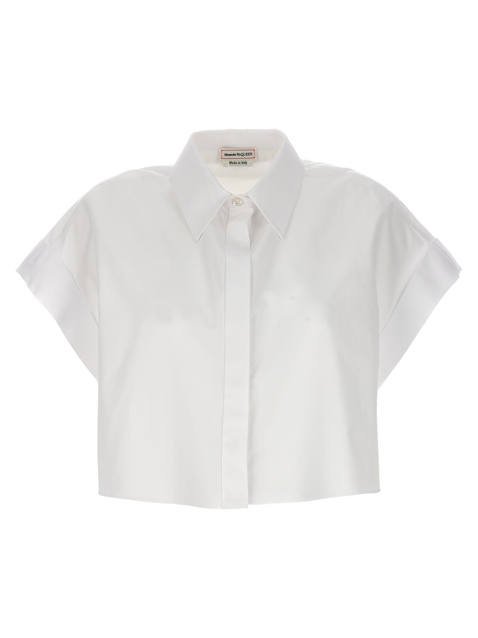 Shop Alexander Mcqueen Cropped Shirt In White