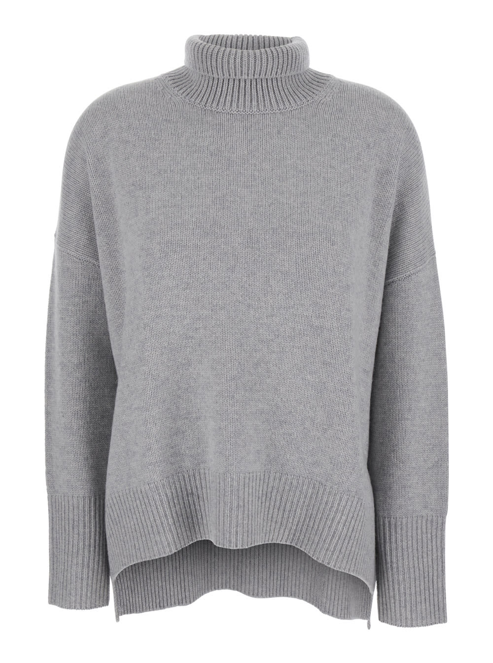 Lisa Yang Heidi Grey Turtleneck Knit Sweater In Cashmere Woman In Gray