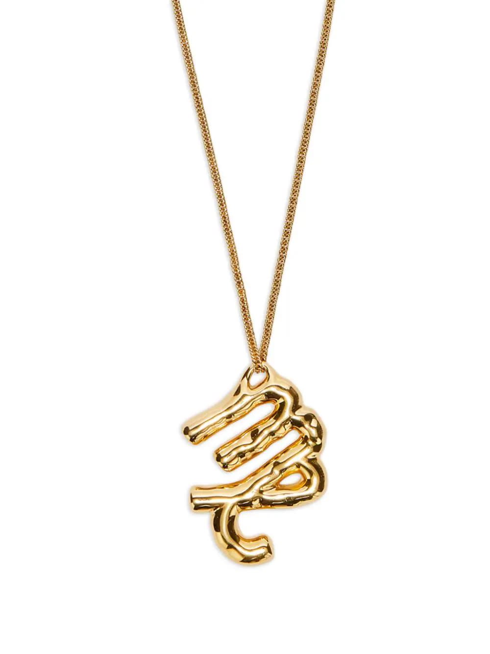 Shop Jil Sander Scorpio Zodiac Necklace In Golden