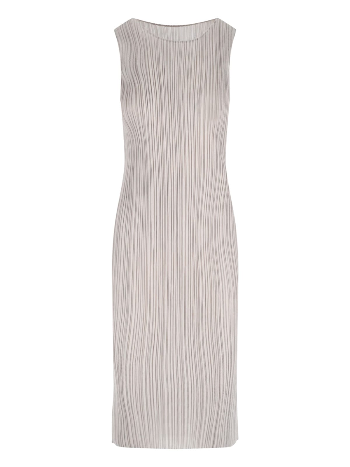 Issey Miyake Pleated Midi Dress In White