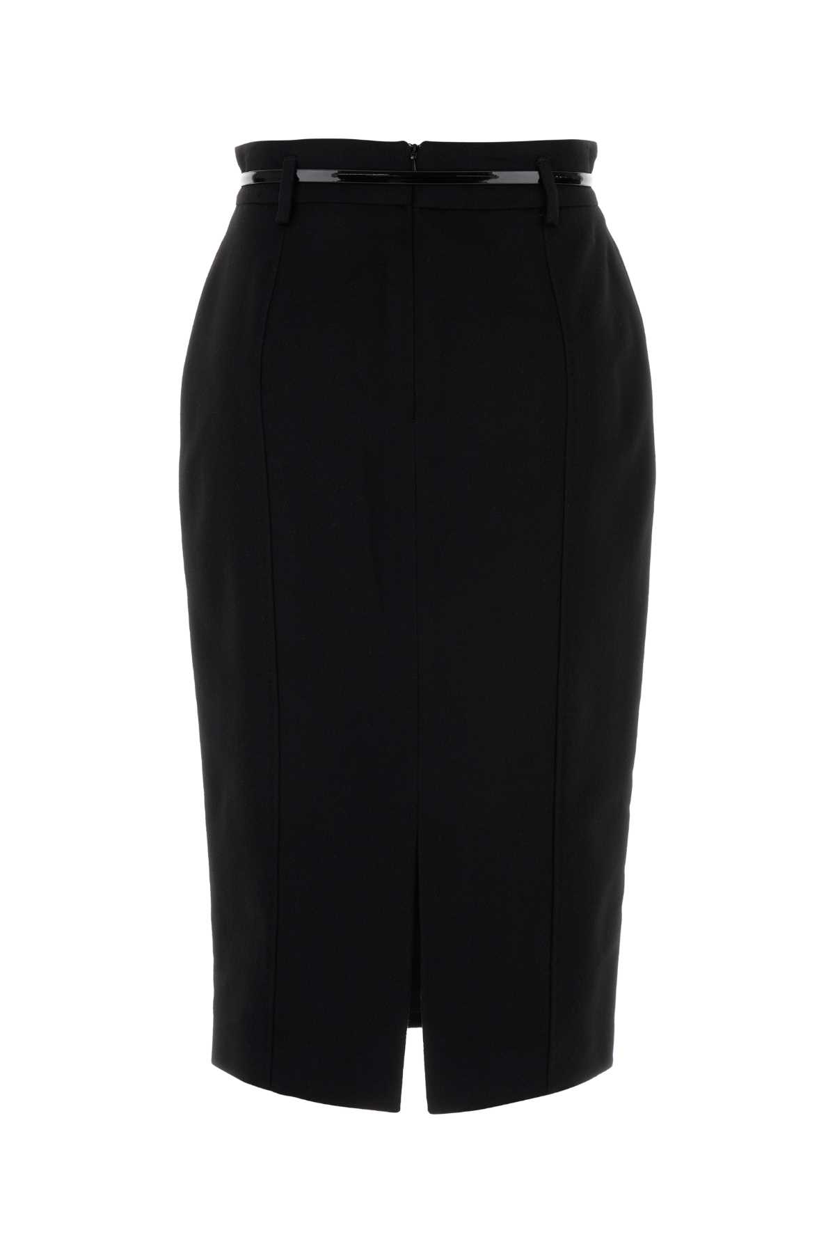 Max Mara Studio Black Wool Ginseng Skirt In Black
