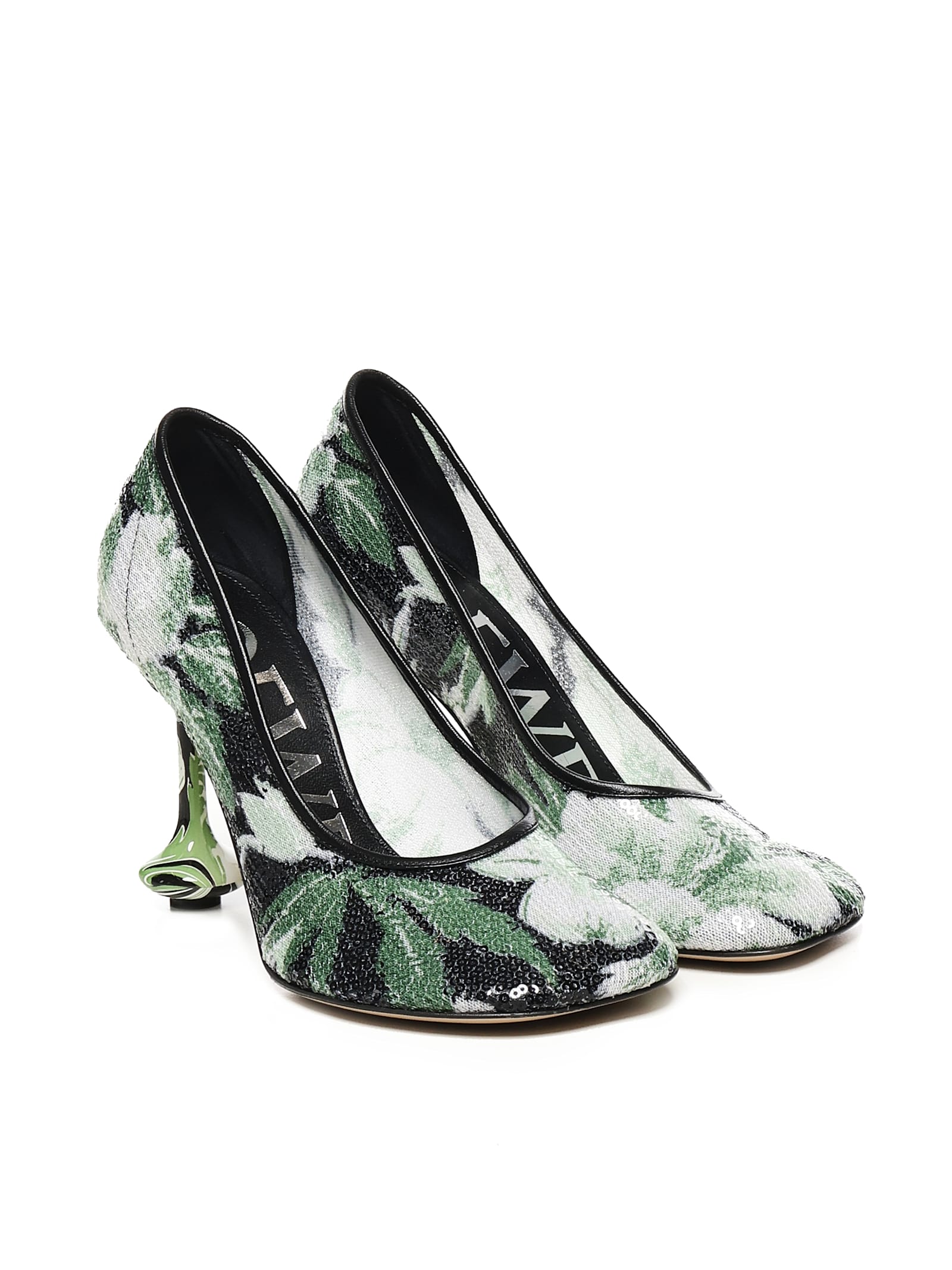 Loewe Mesh Toy Pumps With Embellished Floral Pattern