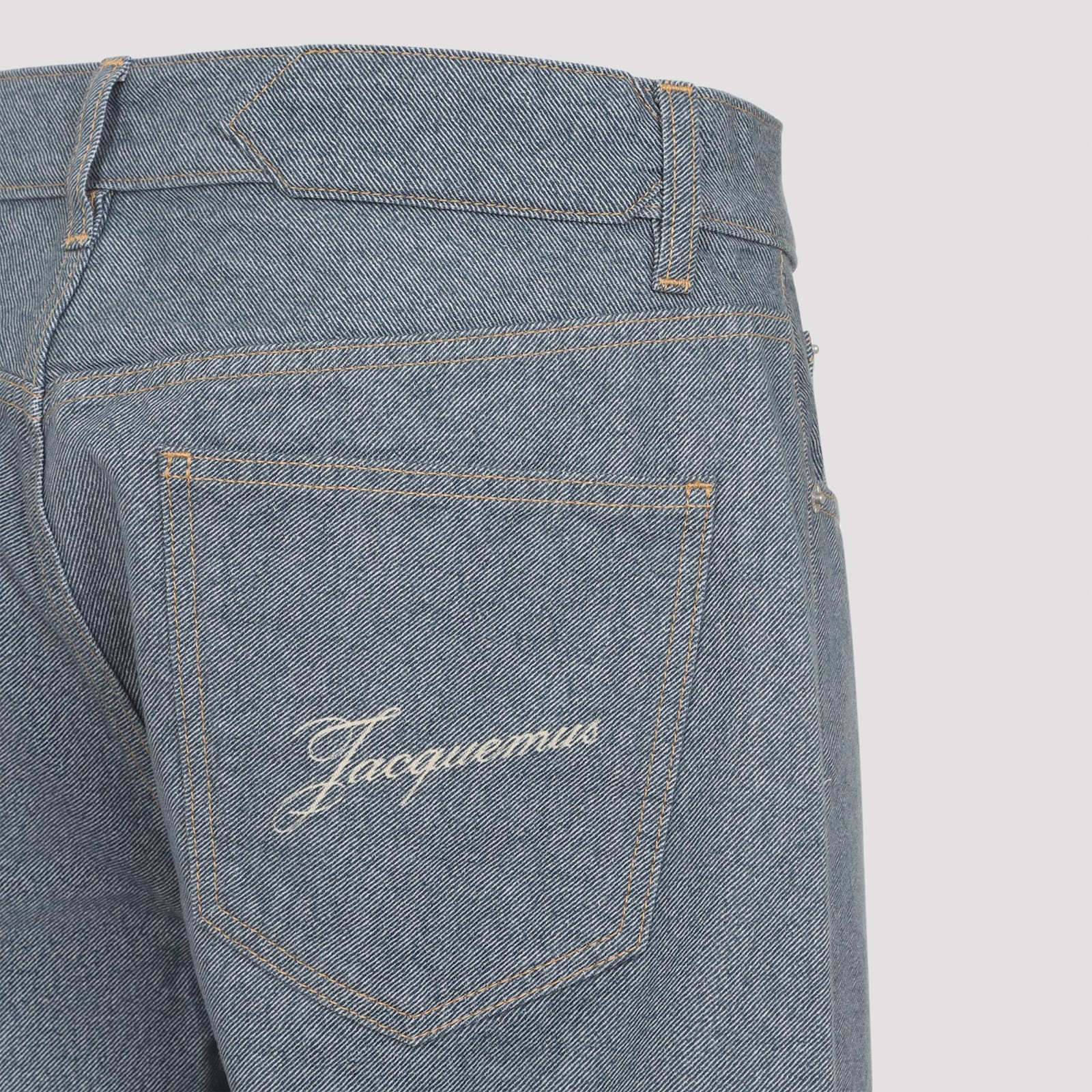 Jacquemus Straight Cut Denim Trousers Pockets In Blue