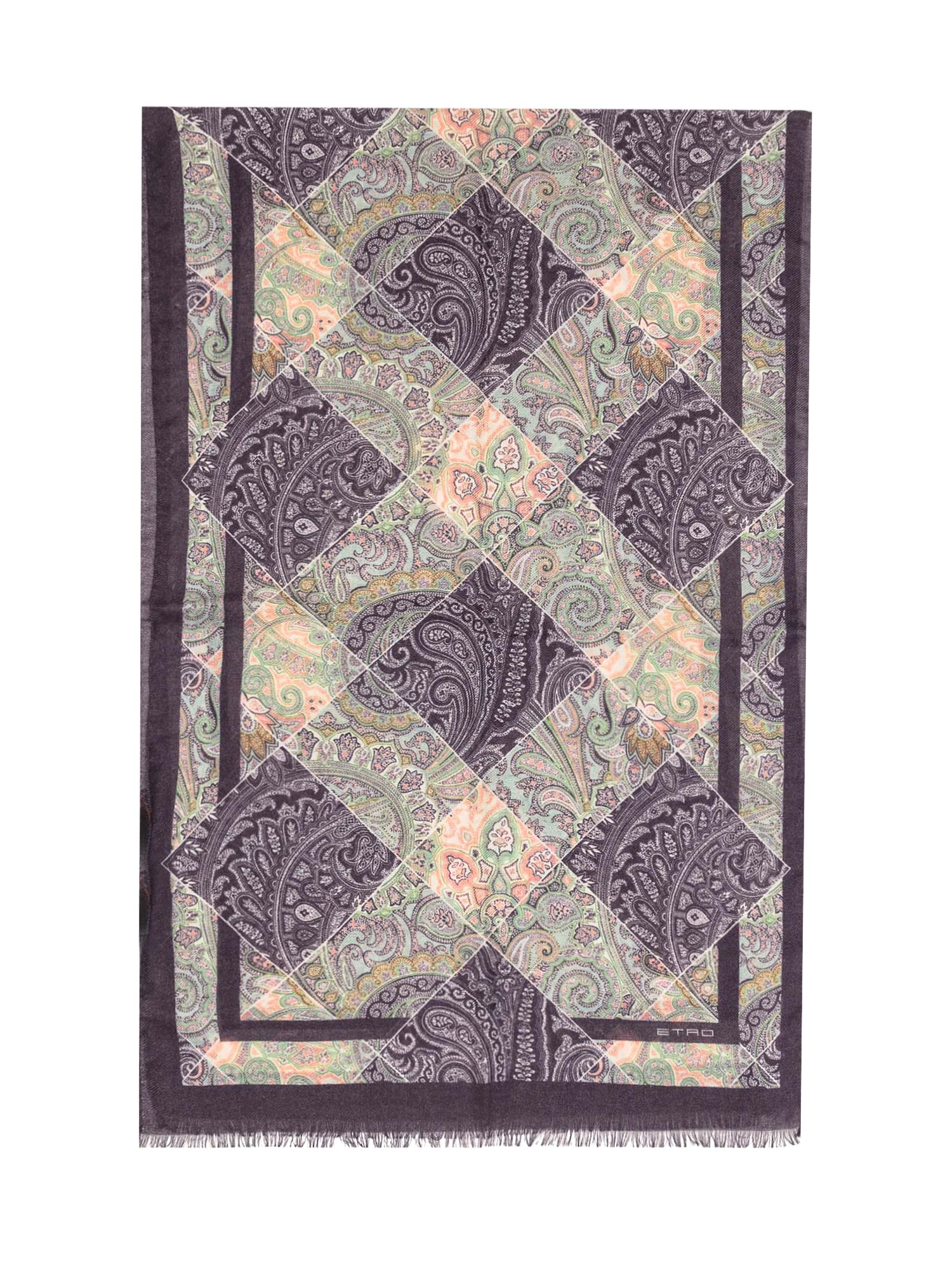 Shop Etro Tosca Scarf In Print On White Base