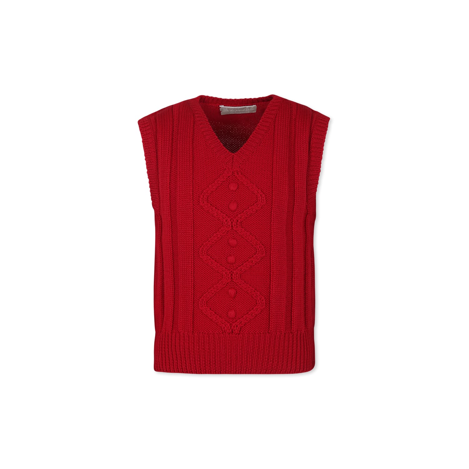 La Stupenderia Red Vest Sweater For Girl In Red