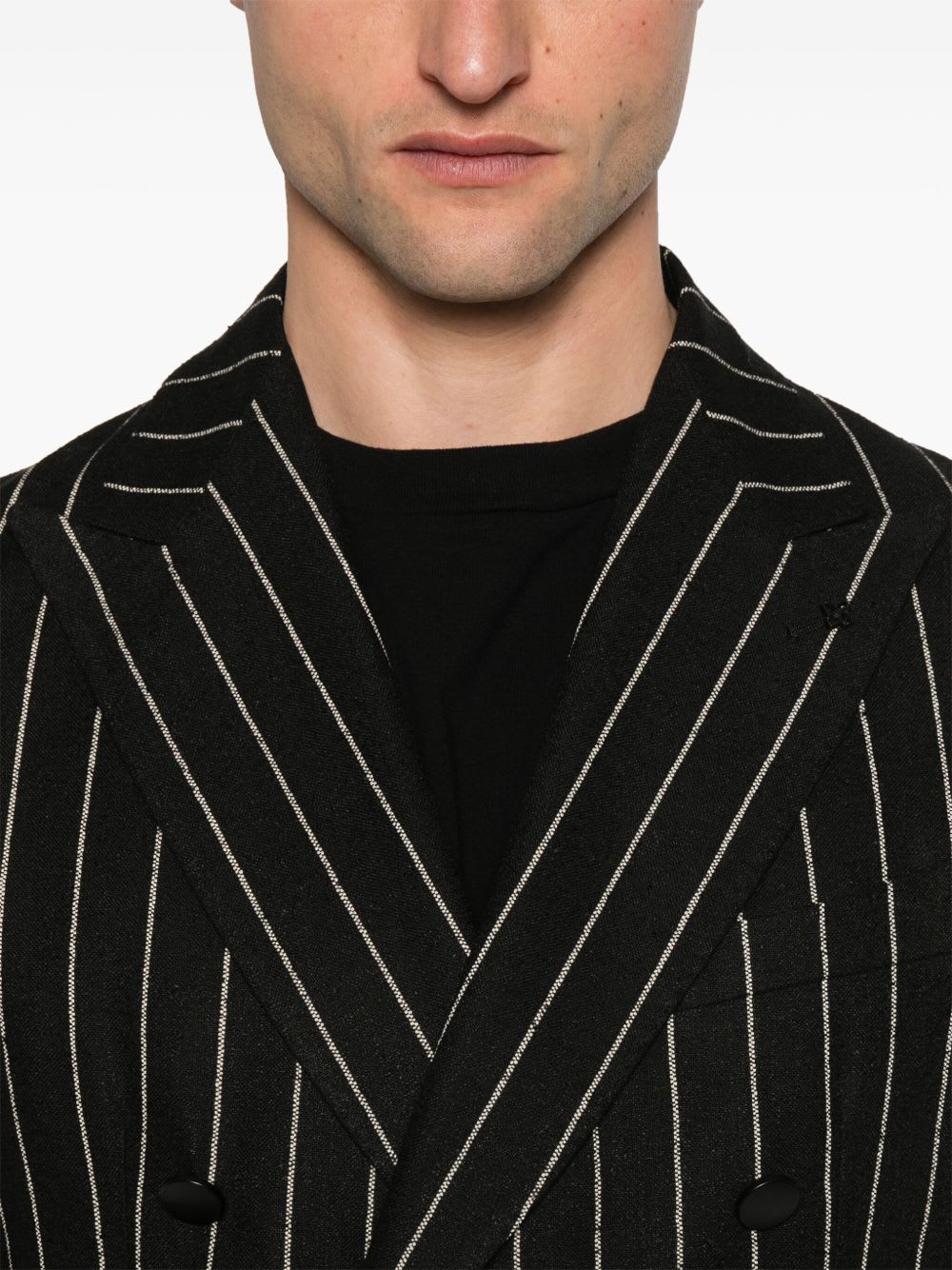 Tagliatore Striped Blazer In Black