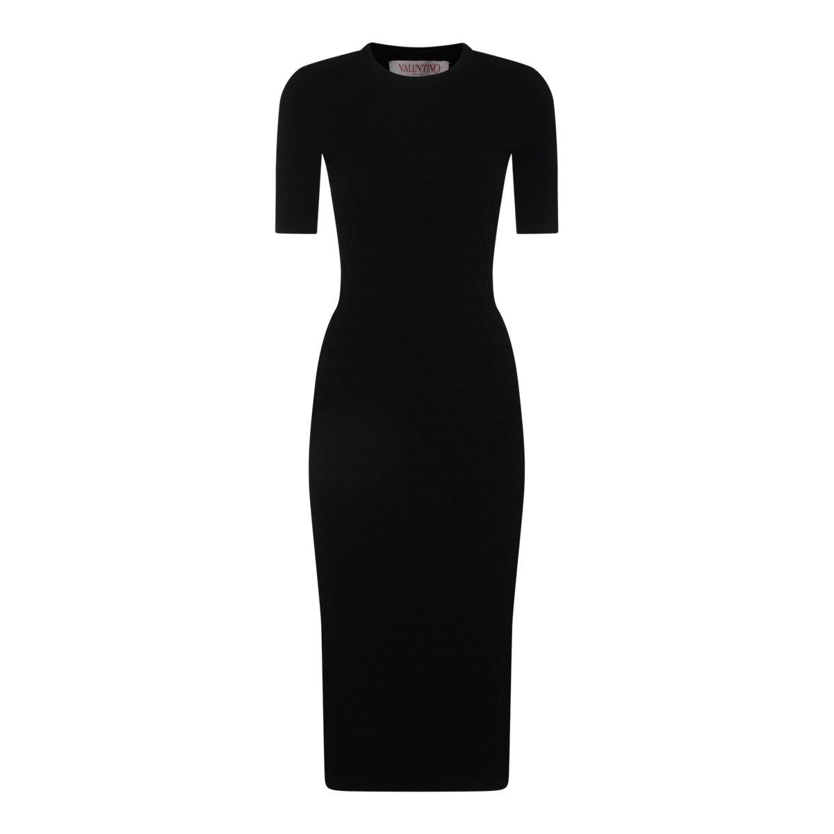 Shop Valentino Crewneck Short-sleeved Dress In Black