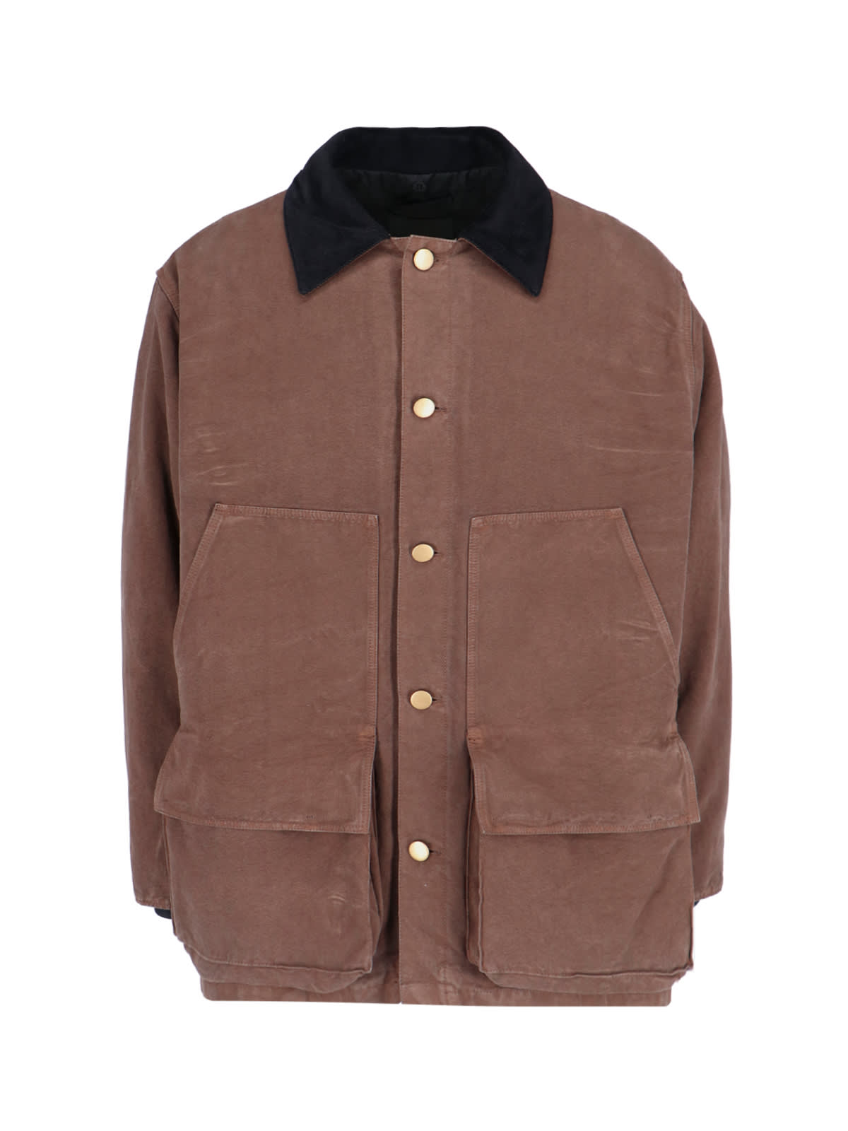 Prada Cotton Shearling-collar Jacket In Brown