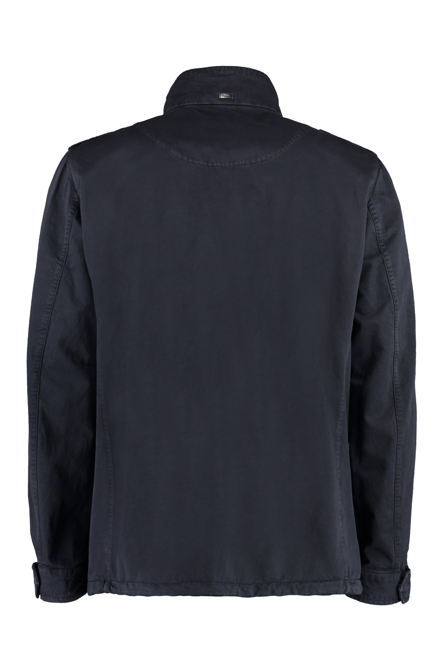 Shop Herno Field Cotton-linen Blend Jacket Raincoat In Navy