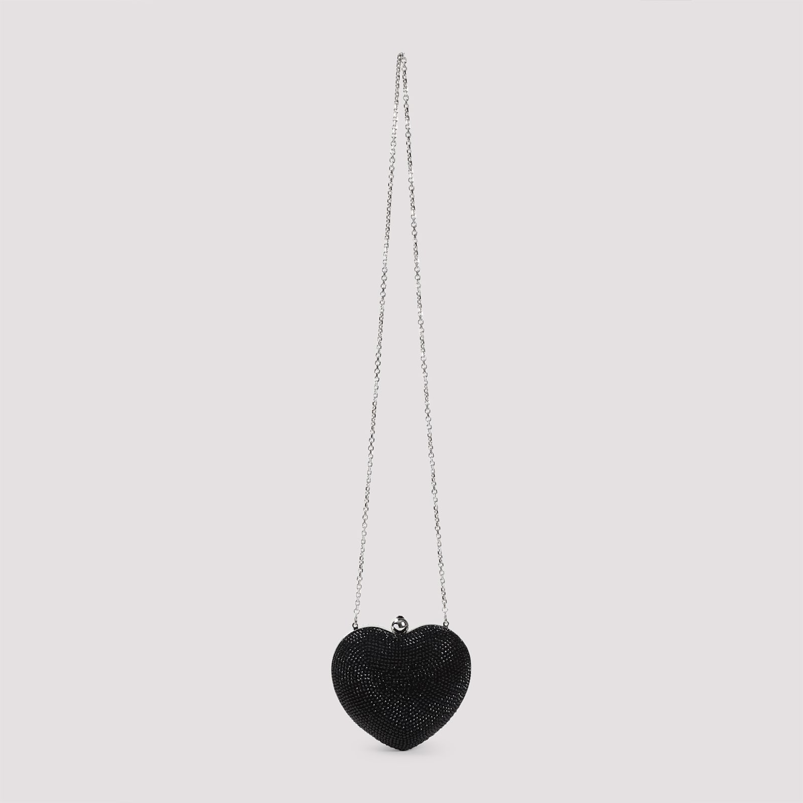 Mach & Mach Crystal Heart Hotfix Small Clutch In Black