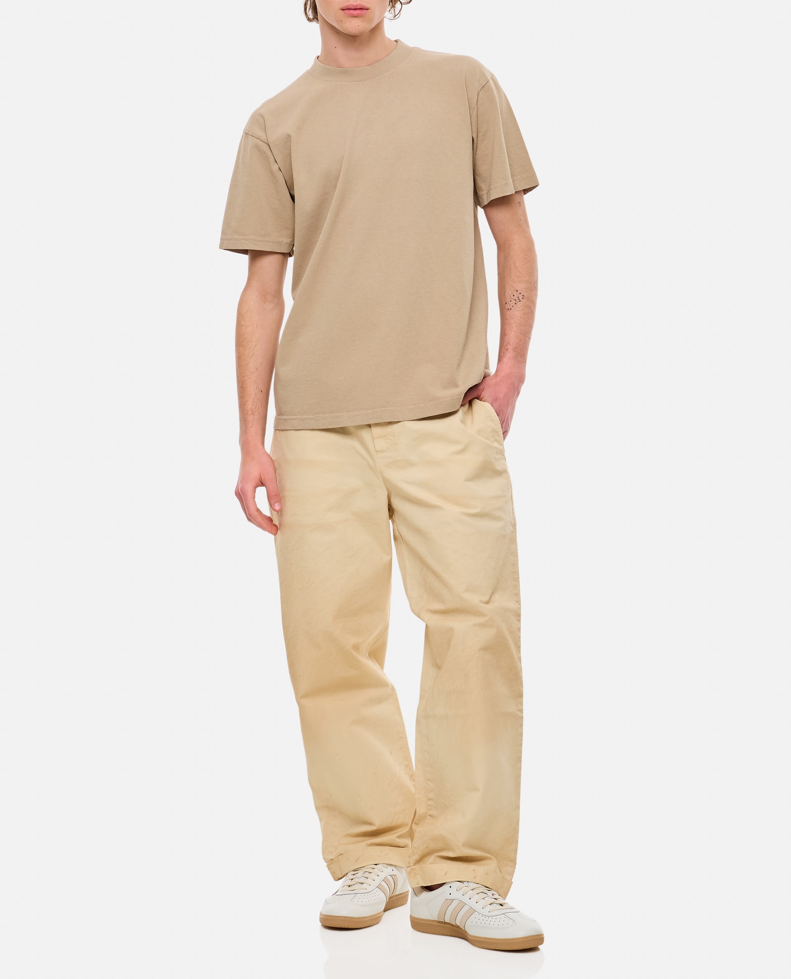 Shop Golden Goose Cotton Chino Skate Trousers In Beige