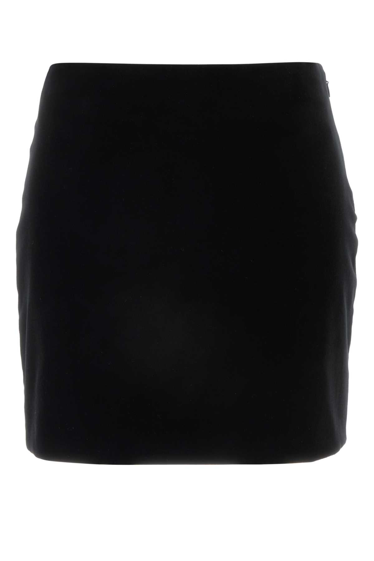 Miu Miu Black Stretch Velvet Mini Skirt In Black