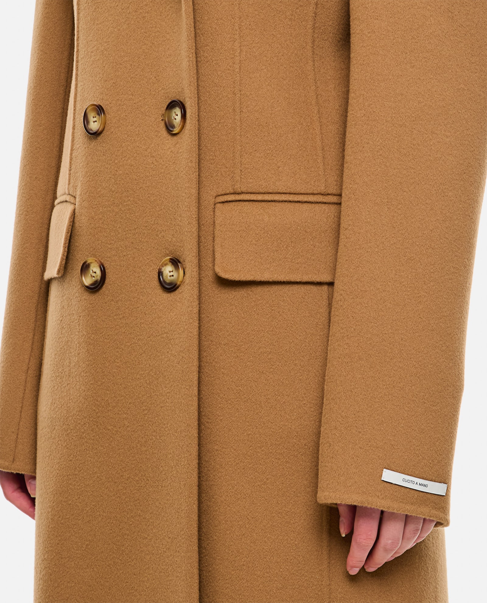 Sportmax Brown Wool Double-breasted Coat In Brown