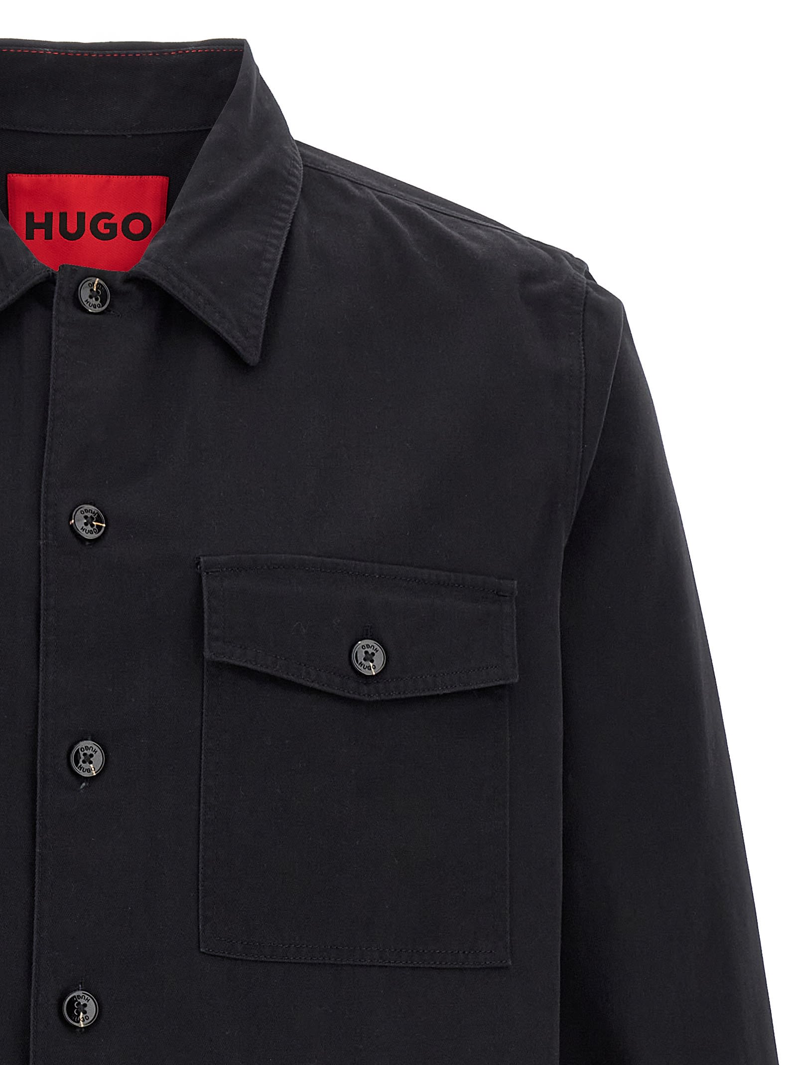 Hugo Boss Oversize-fit Overshirt In Cotton Gabardine In Black