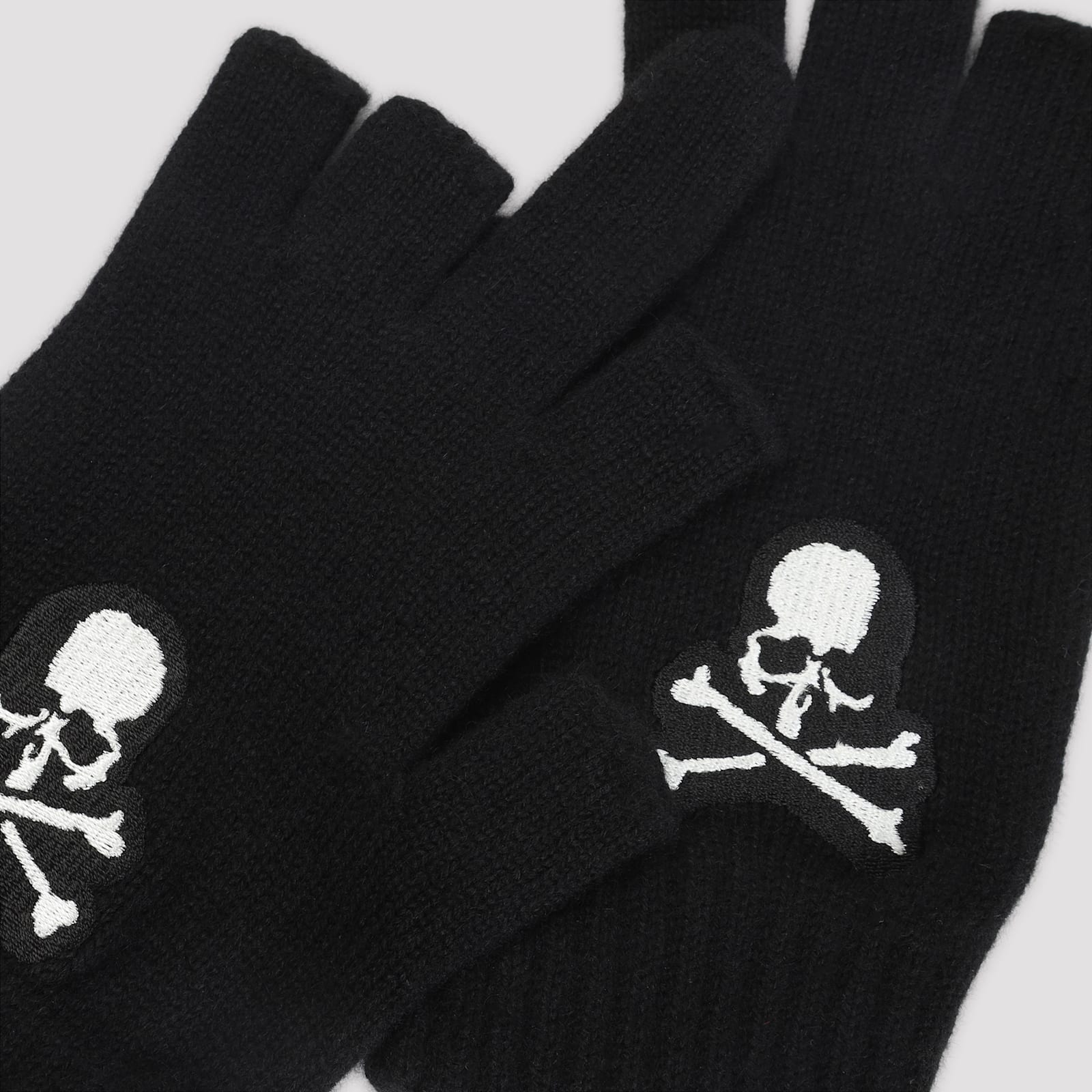 Mastermind Japan Fingerless Gloves With Ribbed Cuffs And Design In Black